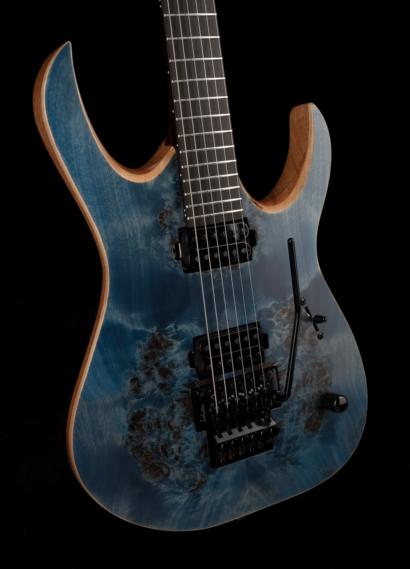 Mayones Duvell Elite Pro 6 String 27" Baritone Satine Trans Aquamarine Electric Guitar With Case - Image 10