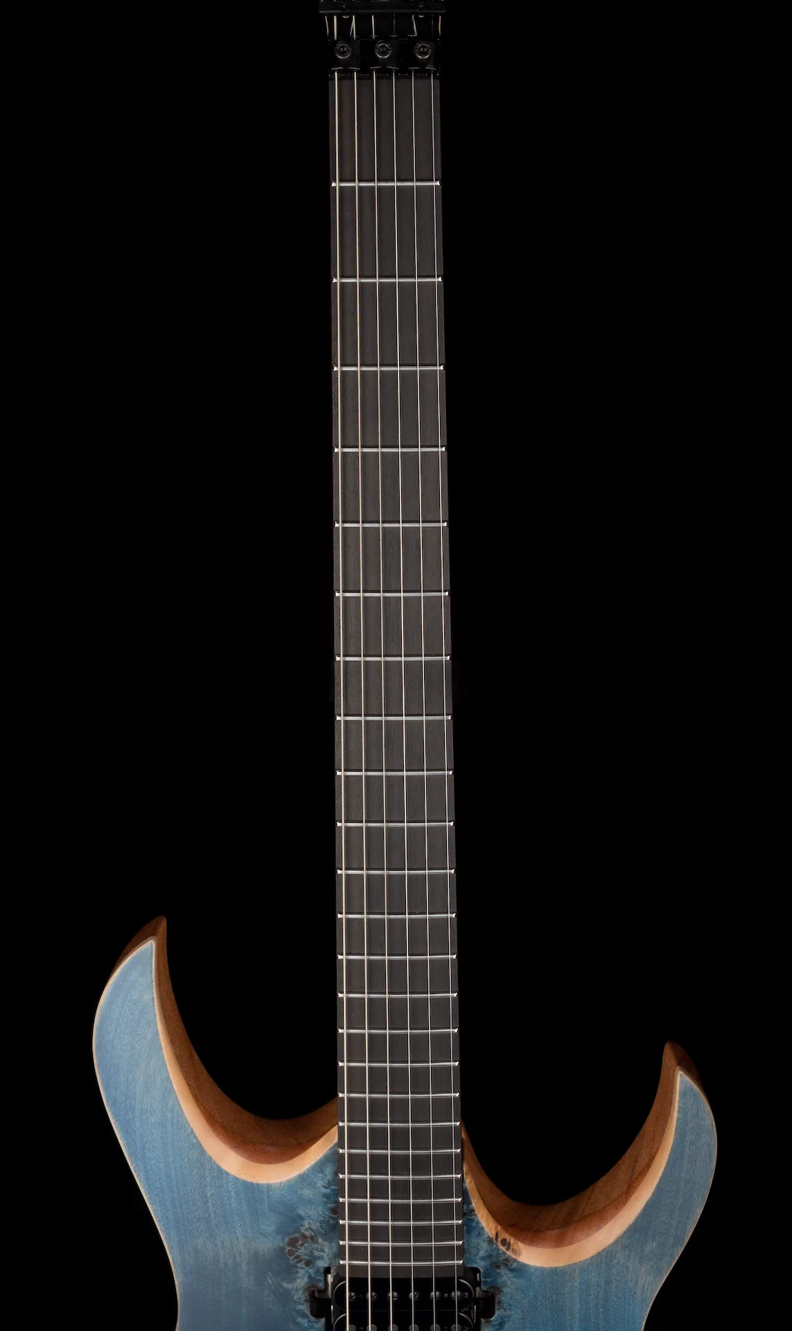 Mayones Duvell Elite Pro 6 String 27" Baritone Satine Trans Aquamarine Electric Guitar With Case - Image 11