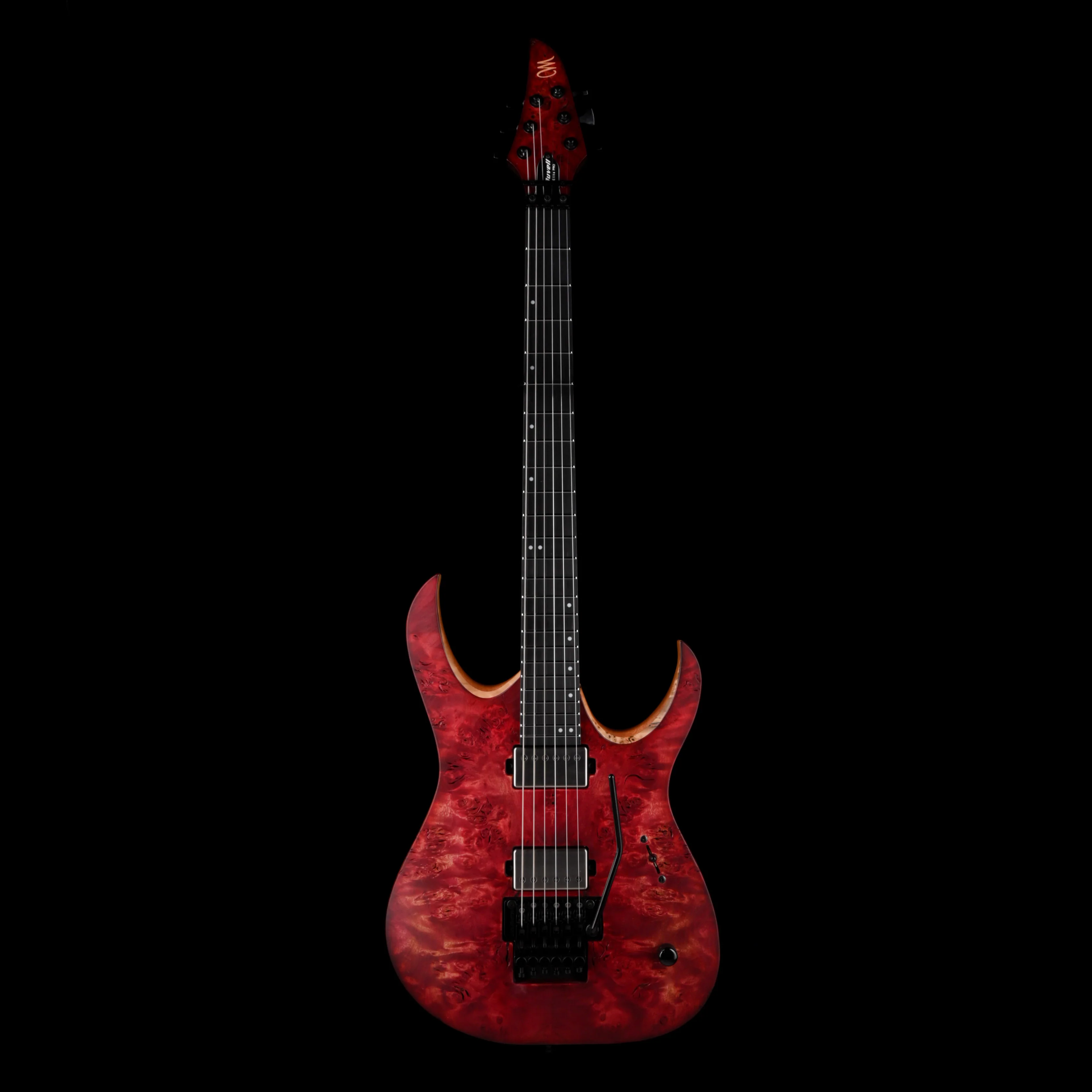 Mayones Duvell Elite Pro 6 String 26.5" Scale Baritone Antique Red Velvet Raw Guitar With Case - Image 2