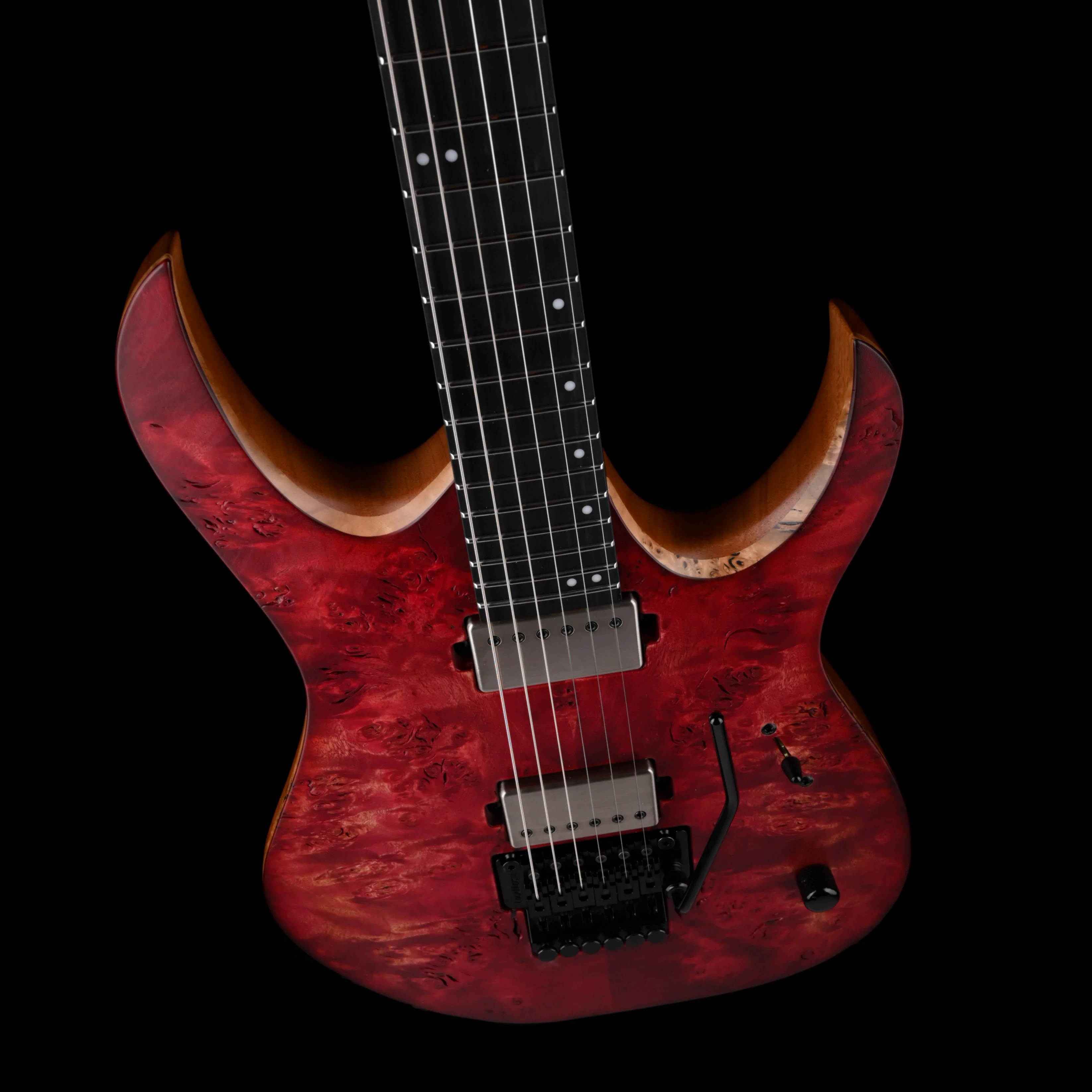 Mayones Duvell Elite Pro 6 String 26.5" Scale Baritone Antique Red Velvet Raw Guitar With Case - Image 3