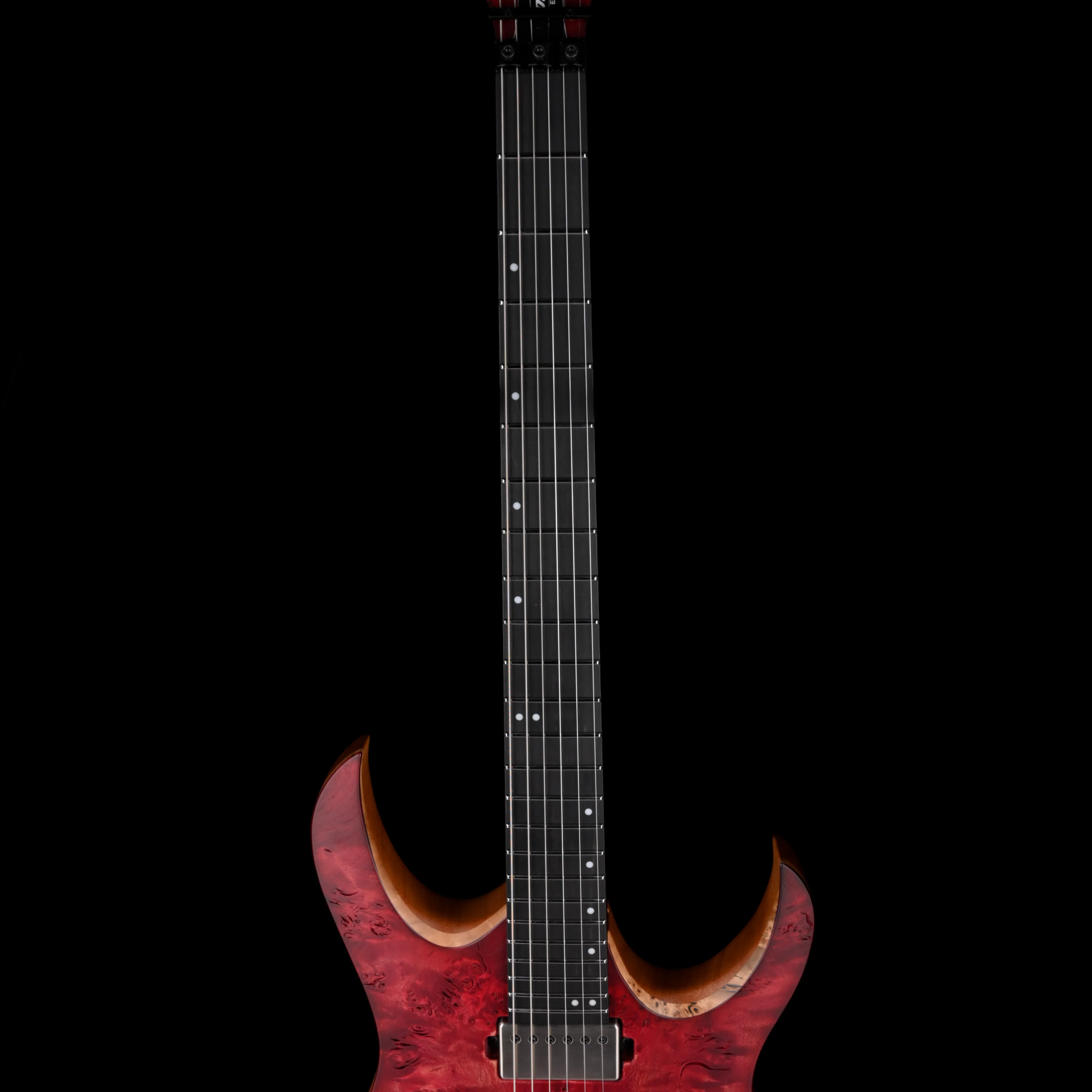 Mayones Duvell Elite Pro 6 String 26.5" Scale Baritone Antique Red Velvet Raw Guitar With Case - Image 7