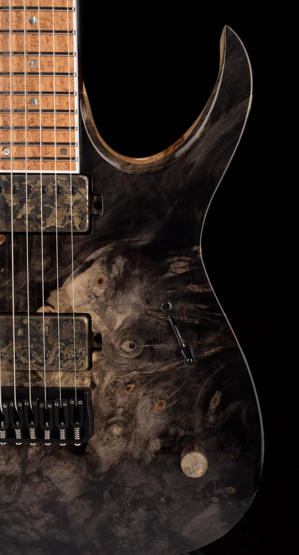 Mayones Duvelle Elte 6 40th Anniversary Master Builder Buckeye Burl Top Natural Fade Gloss Blackburst - Image 10