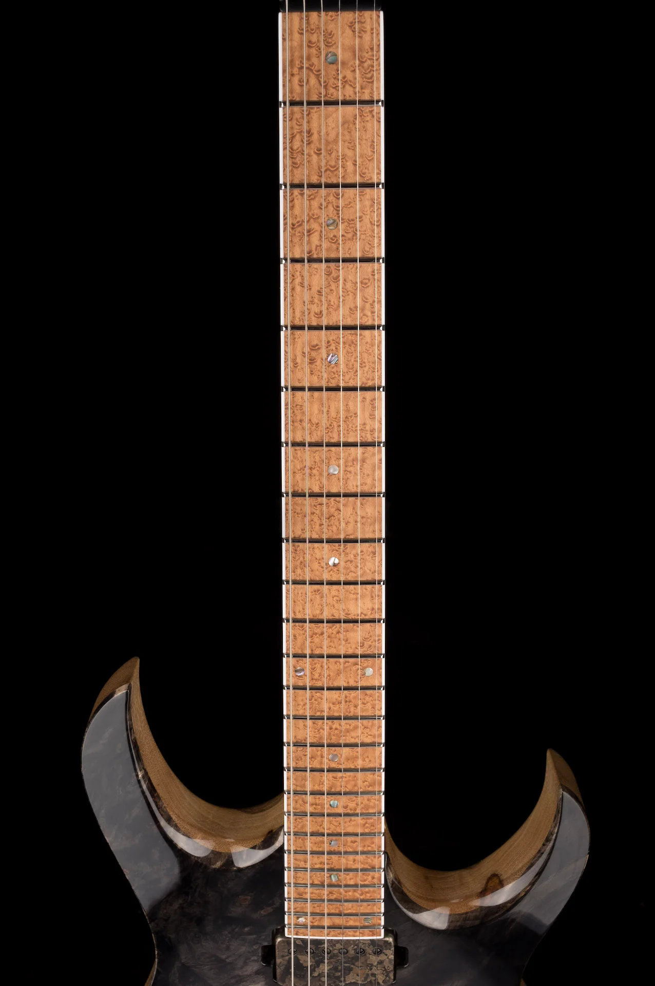 Mayones Duvelle Elte 6 40th Anniversary Master Builder Buckeye Burl Top Natural Fade Gloss Blackburst - Image 14