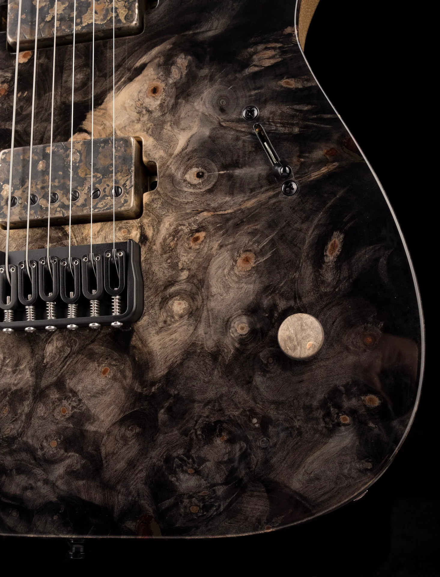 Mayones Duvelle Elte 6 40th Anniversary Master Builder Buckeye Burl Top Natural Fade Gloss Blackburst - Image 8