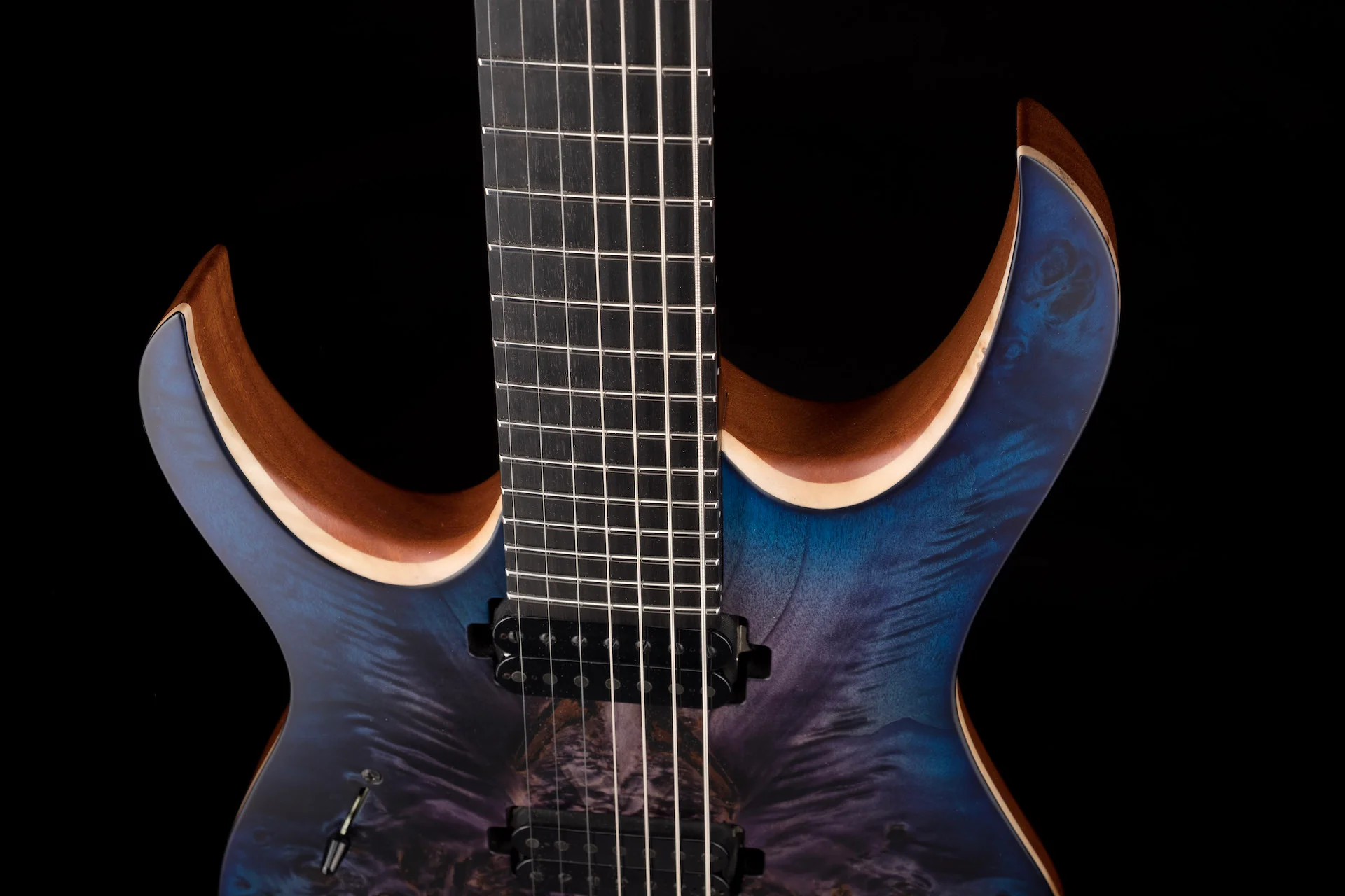 Mayones Left Handed Duvell Elite 7 String Dirty Purple Blue Burst - Image 3