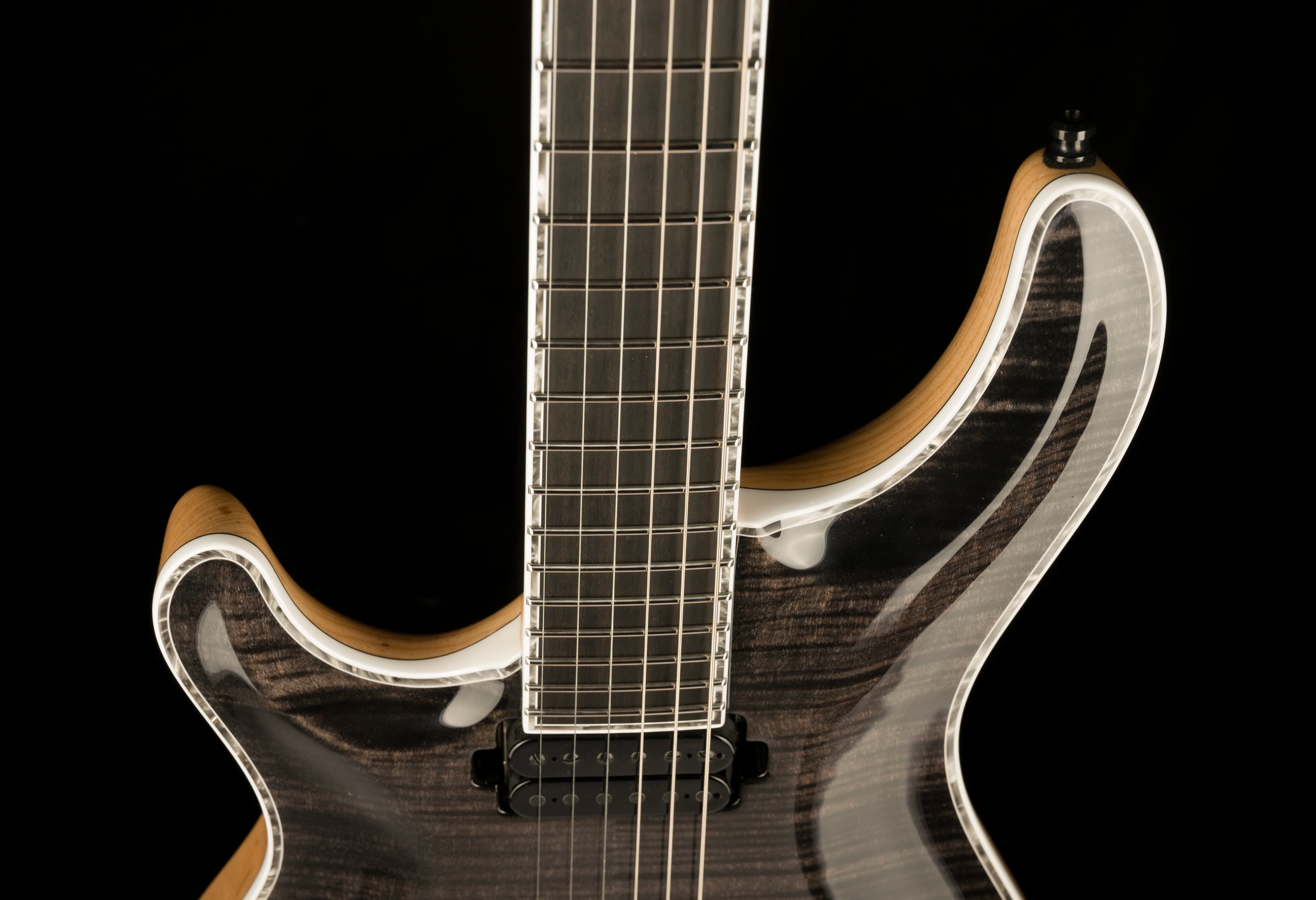 Mayones Left Handed Regius Core 6 Flame Top Gloss Trans Graphite With Case - Image 3