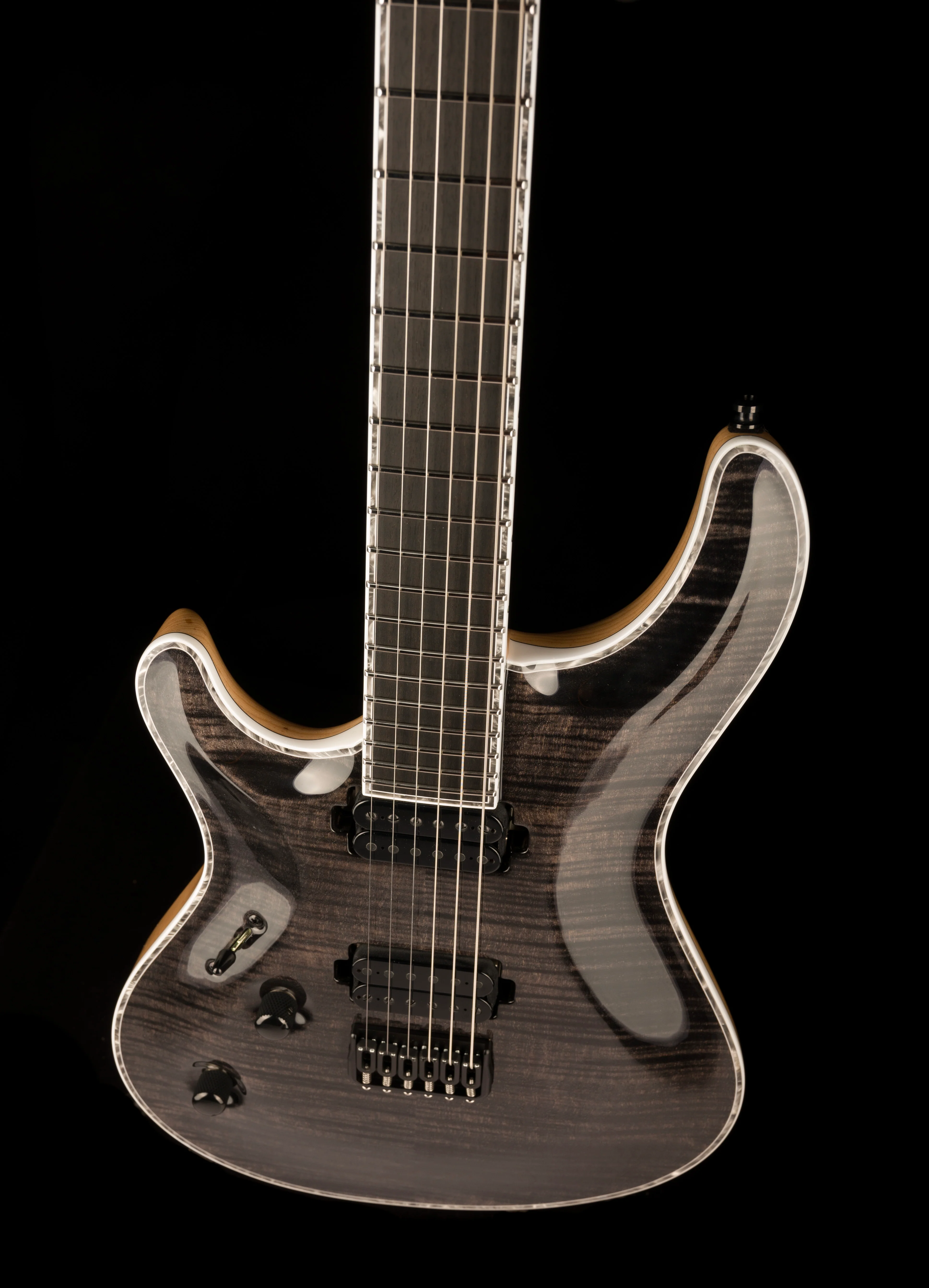 Mayones Left Handed Regius Core 6 Flame Top Gloss Trans Graphite With Case - Image 4