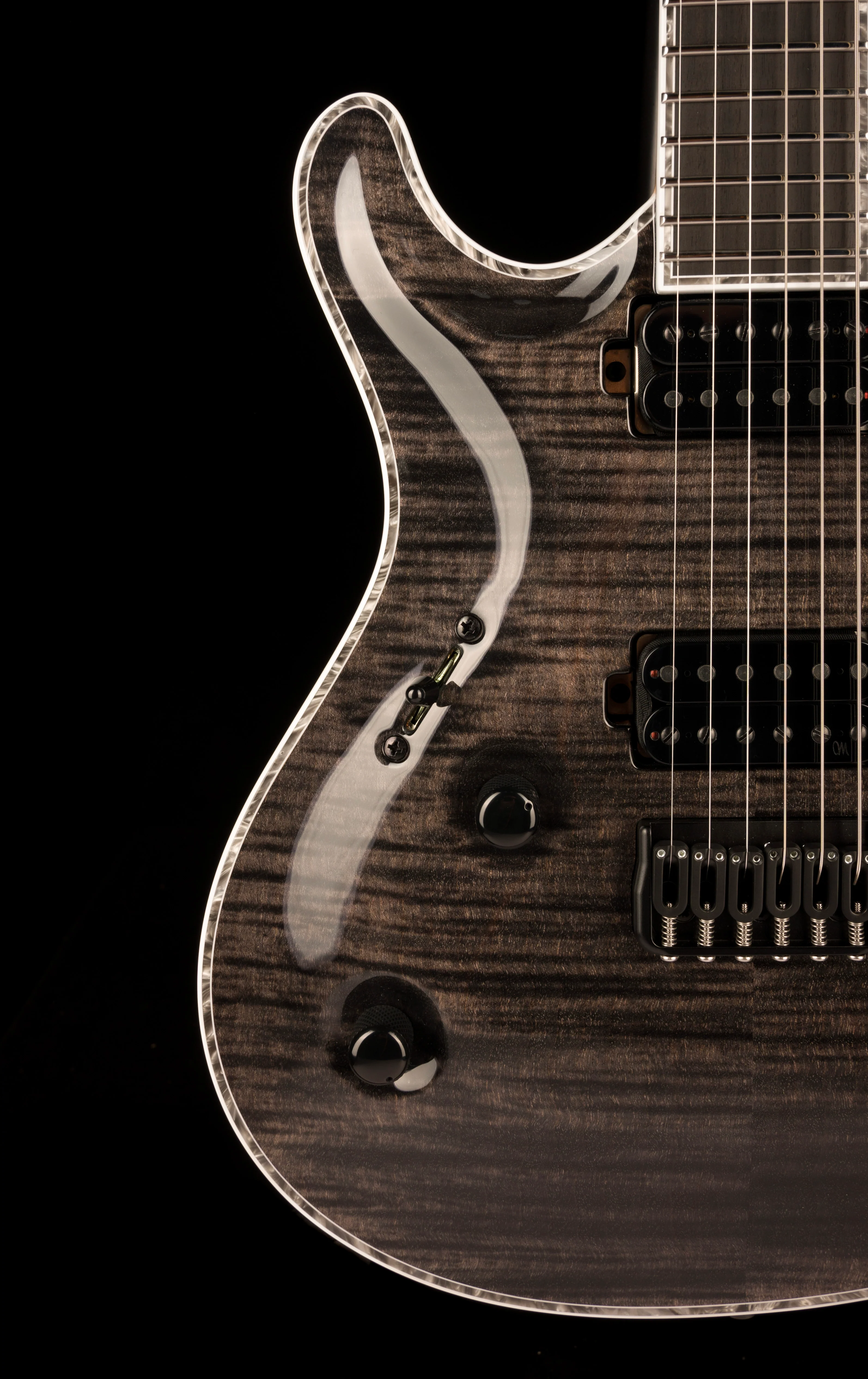 Mayones Left Handed Regius Core 6 Flame Top Gloss Trans Graphite With Case - Image 9