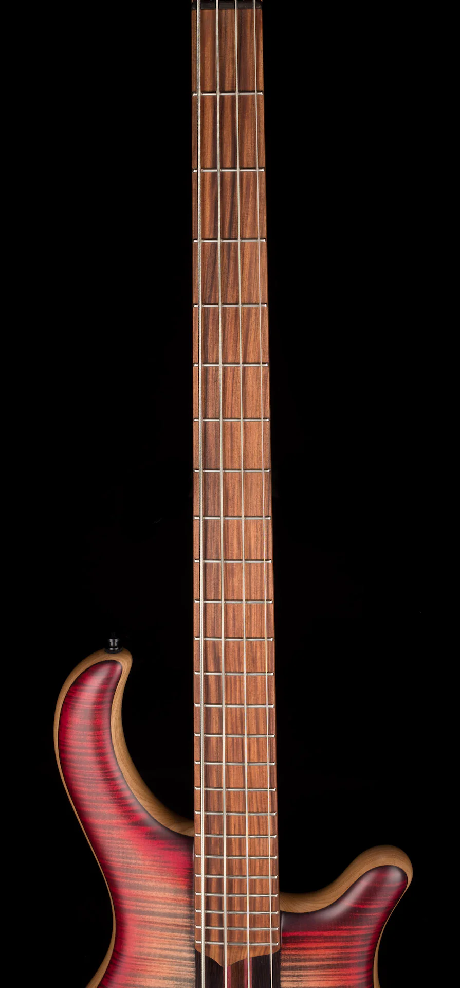 Mayones Patriot Classic 4 Flame Top Bass Satine Transparent Jeans Black 3-Tone Red Burst - Image 12