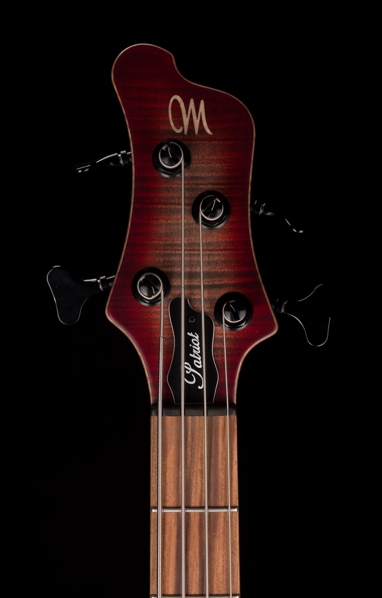 Mayones Patriot Classic 4 Flame Top Bass Satine Transparent Jeans Black 3-Tone Red Burst - Image 17