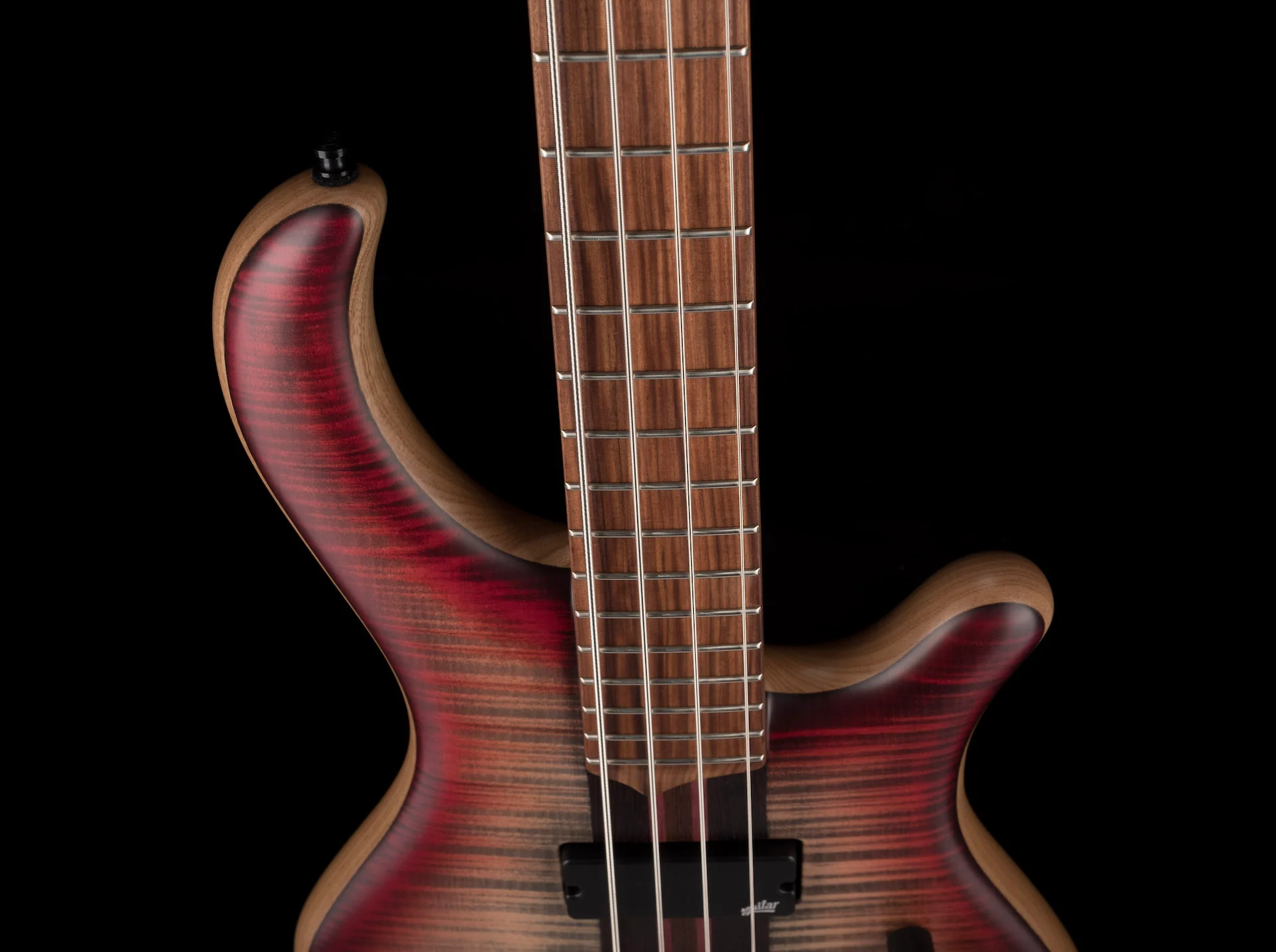 Mayones Patriot Classic 4 Flame Top Bass Satine Transparent Jeans Black 3-Tone Red Burst - Image 3
