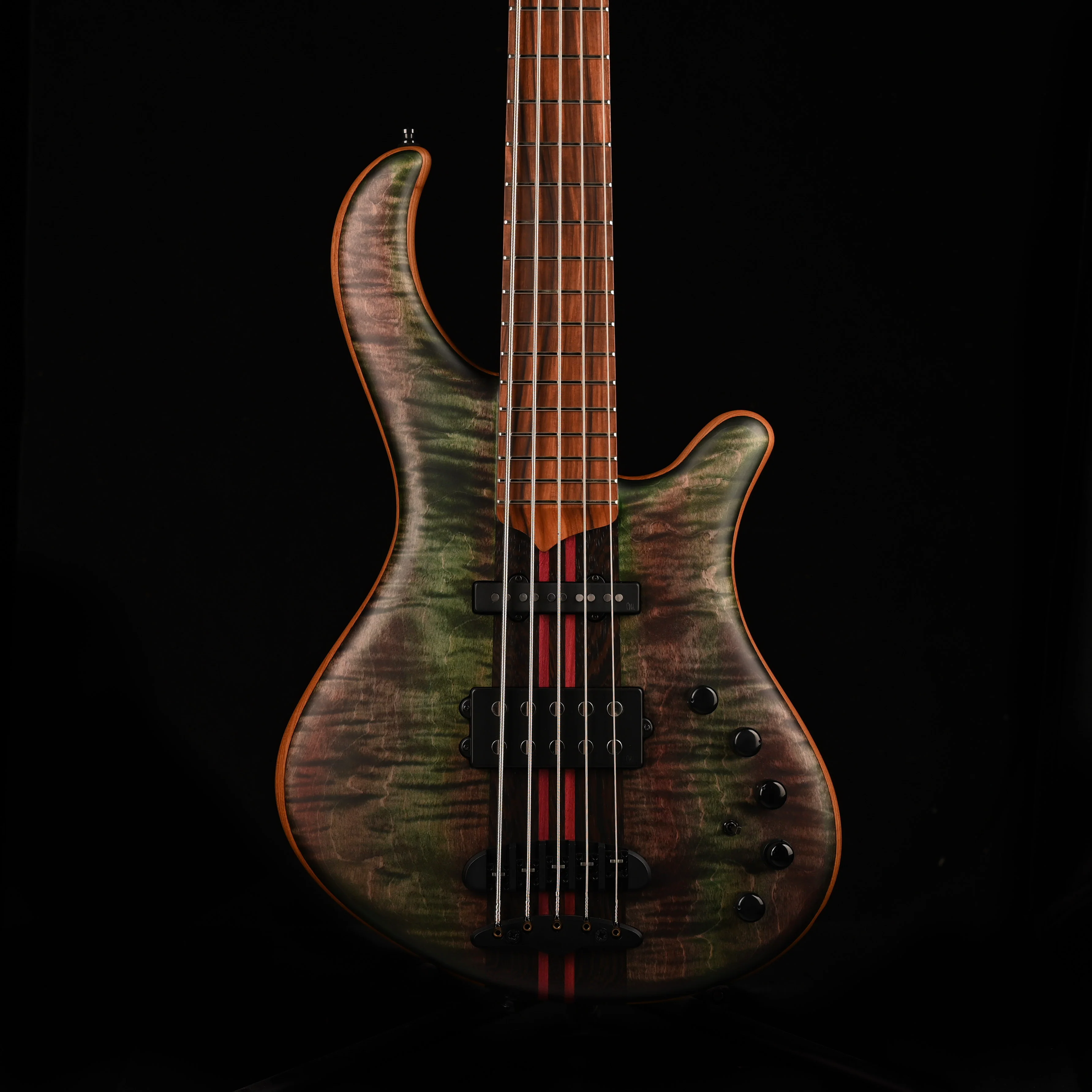 Mayones Patriot Tank 5 String Bass Guitar Flame Top Transparent Green with Case