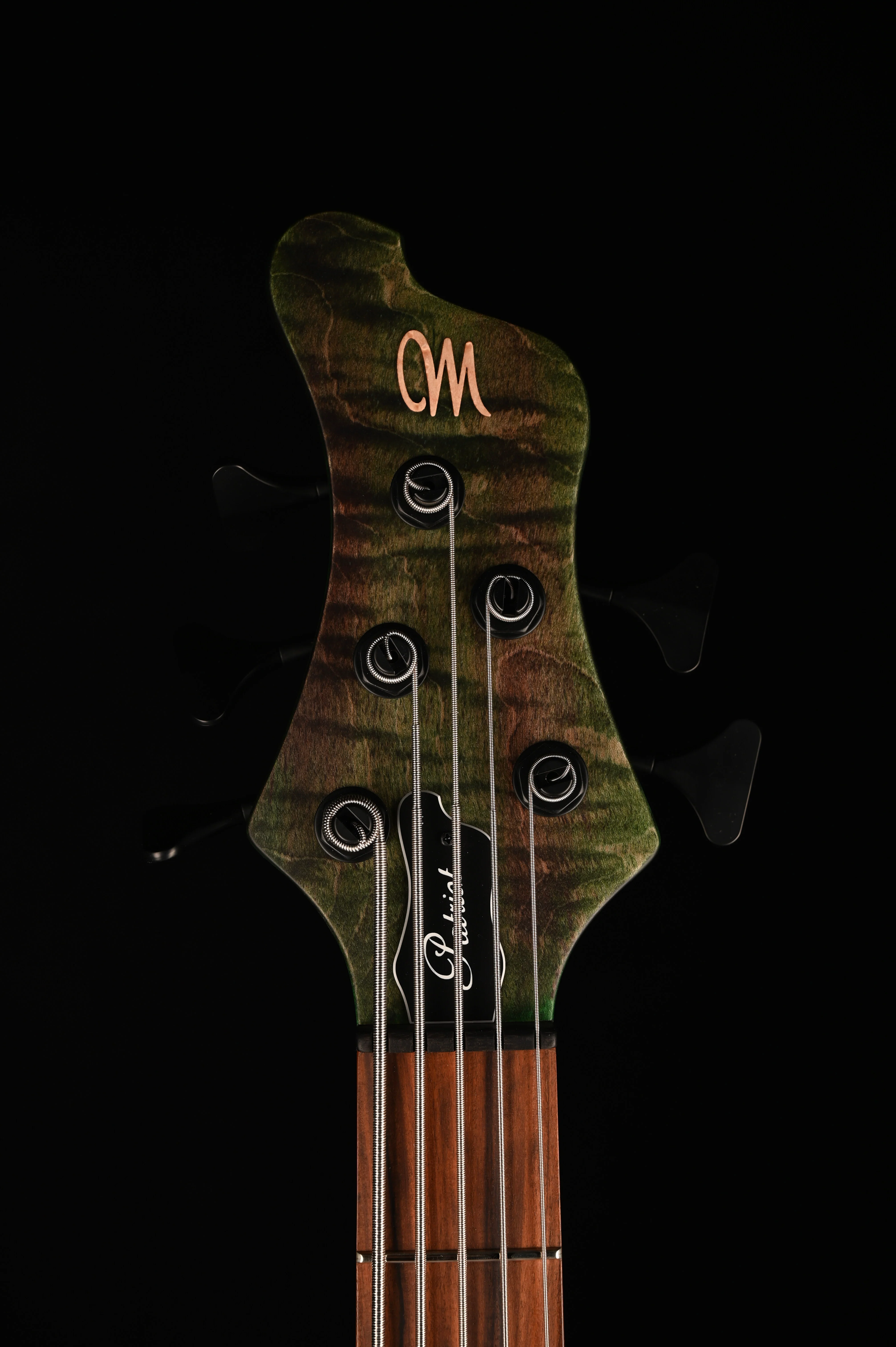Mayones Patriot Tank 5 String Bass Guitar Flame Top Transparent Green with Case - Image 12