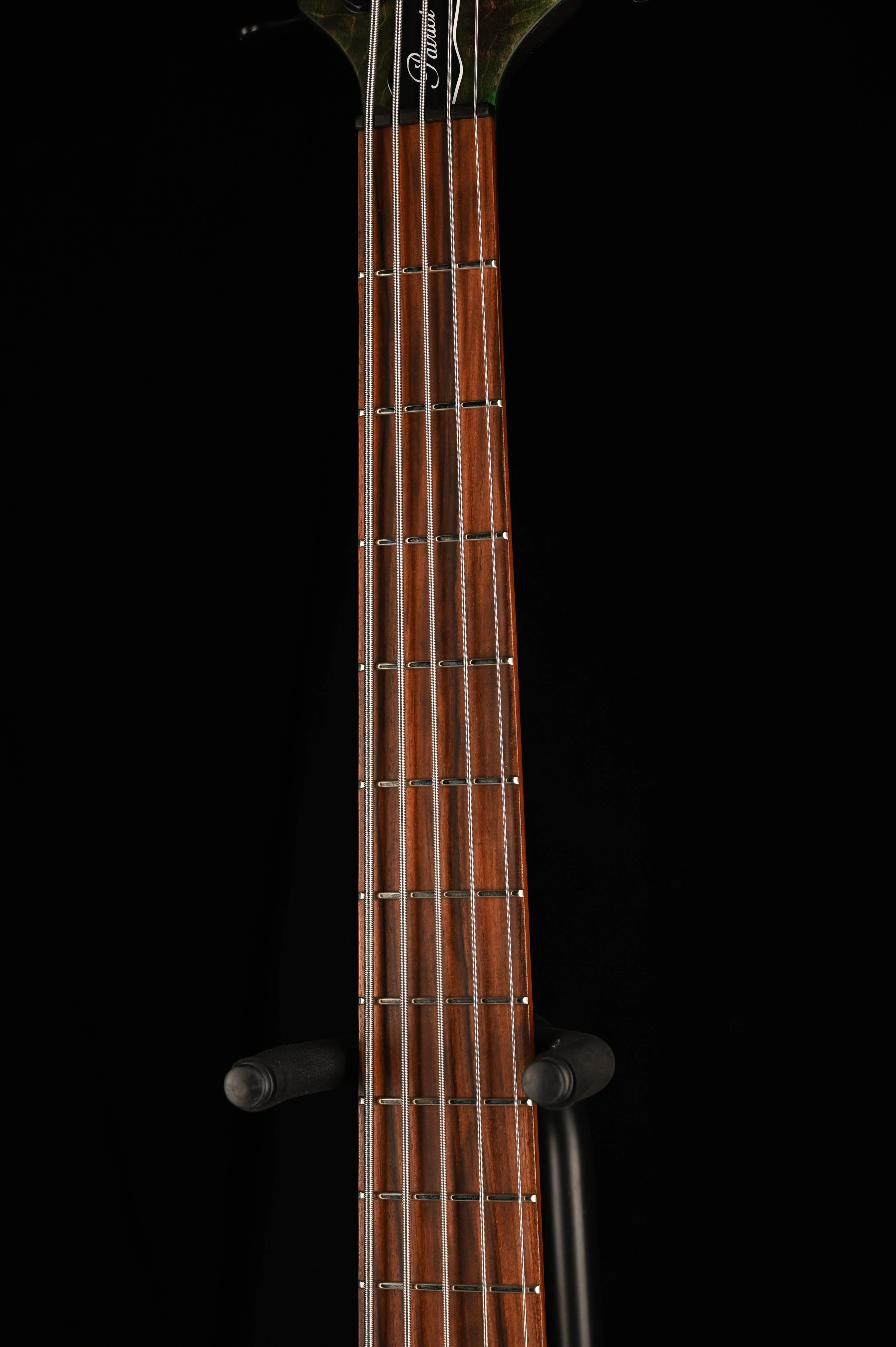 Mayones Patriot Tank 5 String Bass Guitar Flame Top Transparent Green with Case - Image 7