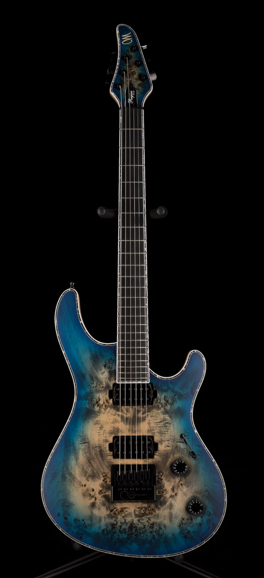 Mayones Regius 4Ever 6 String 3A Grade Eye Poplar Top Jeans Black Three Tone Blue Burst Satine Finish - Image 2