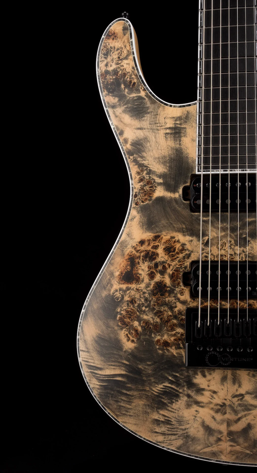 Mayones Regius 4Ever 7 String 3A Grade Eye Poplar Top Trans Graphite Satine Finish - Image 10
