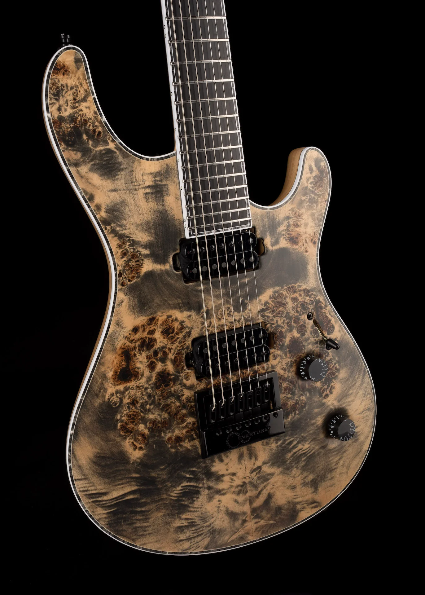 Mayones Regius 4Ever 7 String 3A Grade Eye Poplar Top Trans Graphite Satine Finish - Image 11