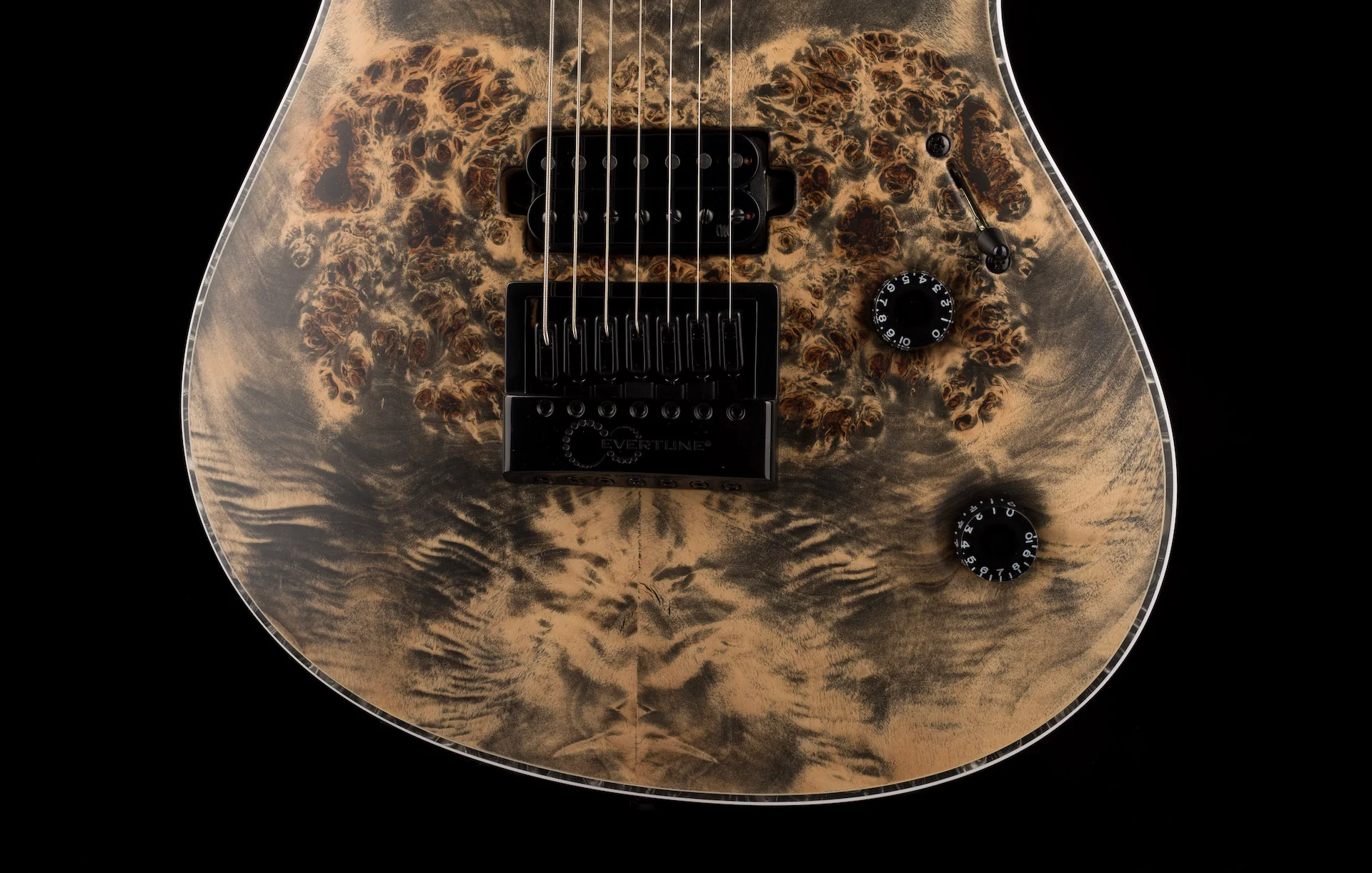 Mayones Regius 4Ever 7 String 3A Grade Eye Poplar Top Trans Graphite Satine Finish - Image 5