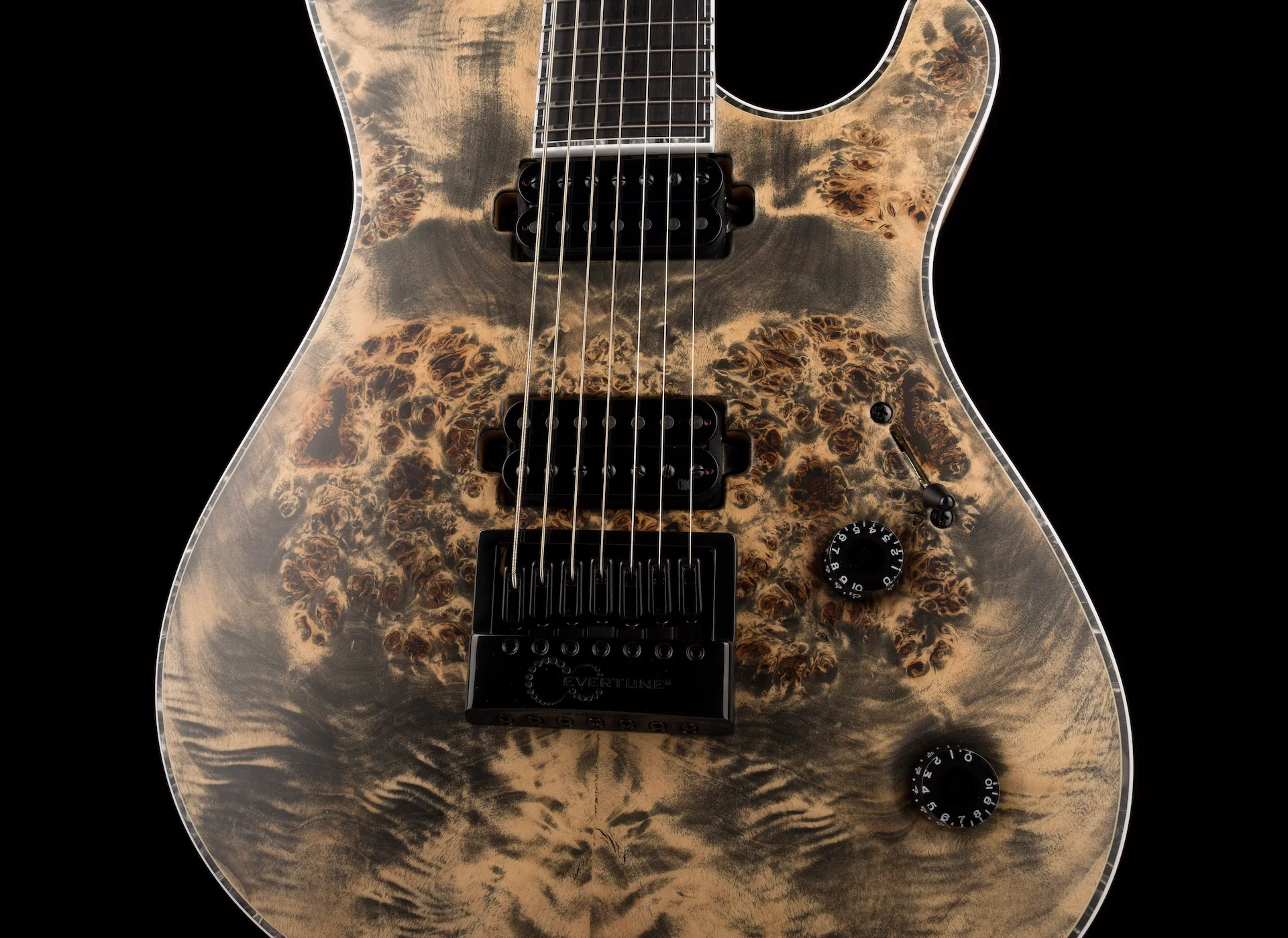 Mayones Regius 4Ever 7 String 3A Grade Eye Poplar Top Trans Graphite Satine Finish - Image 6