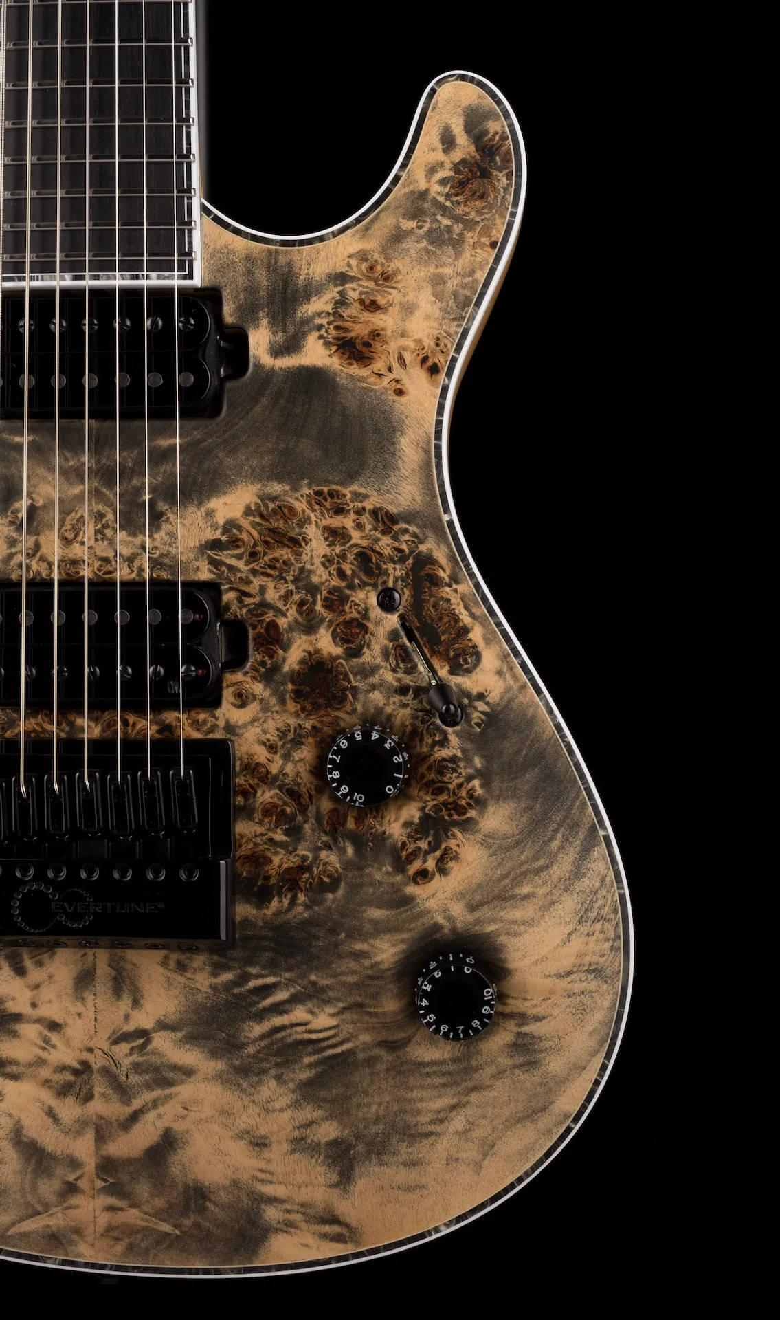 Mayones Regius 4Ever 7 String 3A Grade Eye Poplar Top Trans Graphite Satine Finish - Image 9
