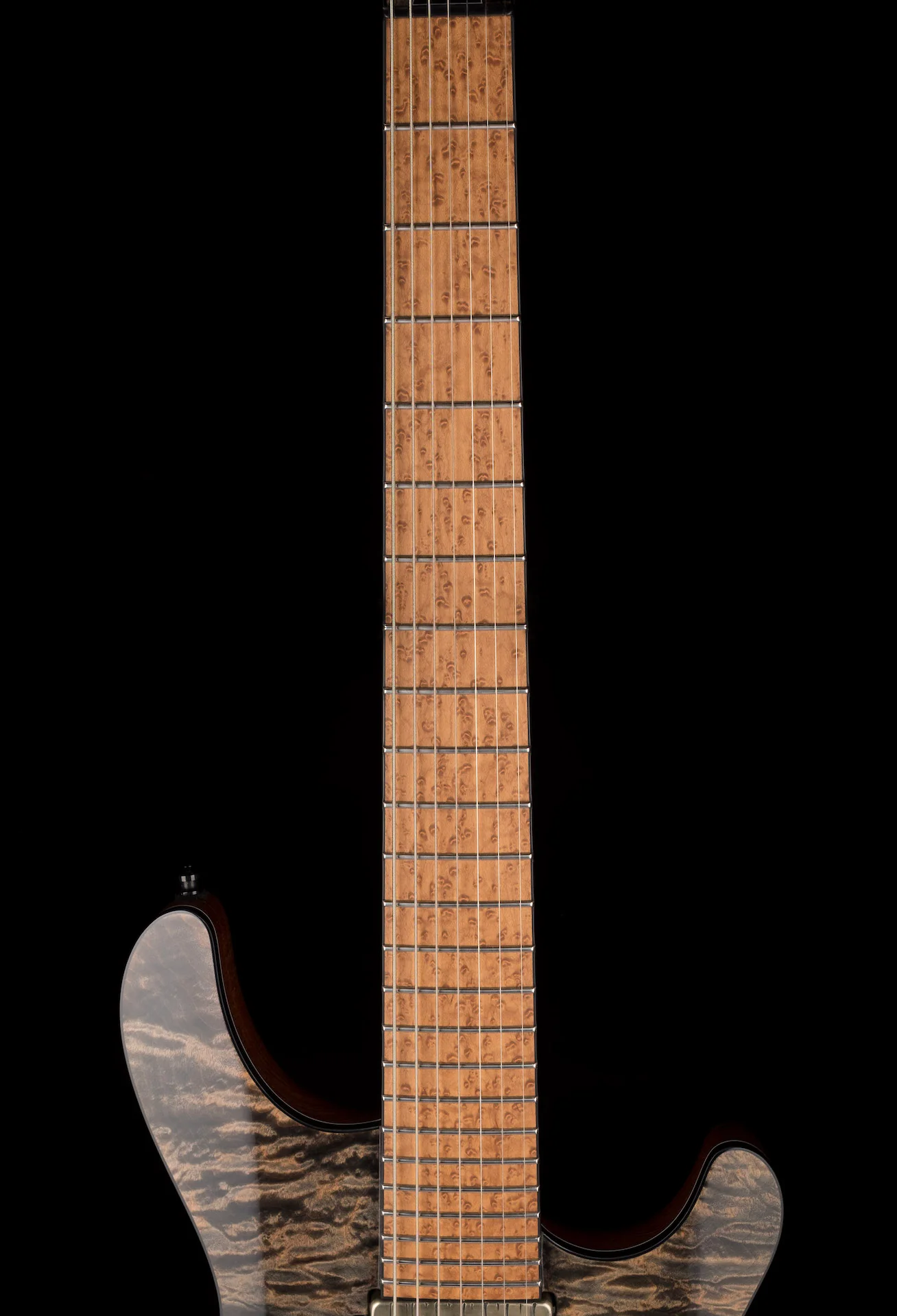 Mayones Regius 4Ever 7 String Baritone 5A Grade Quilted Flame Maple Top Trans Black Feather Finish - Image 12