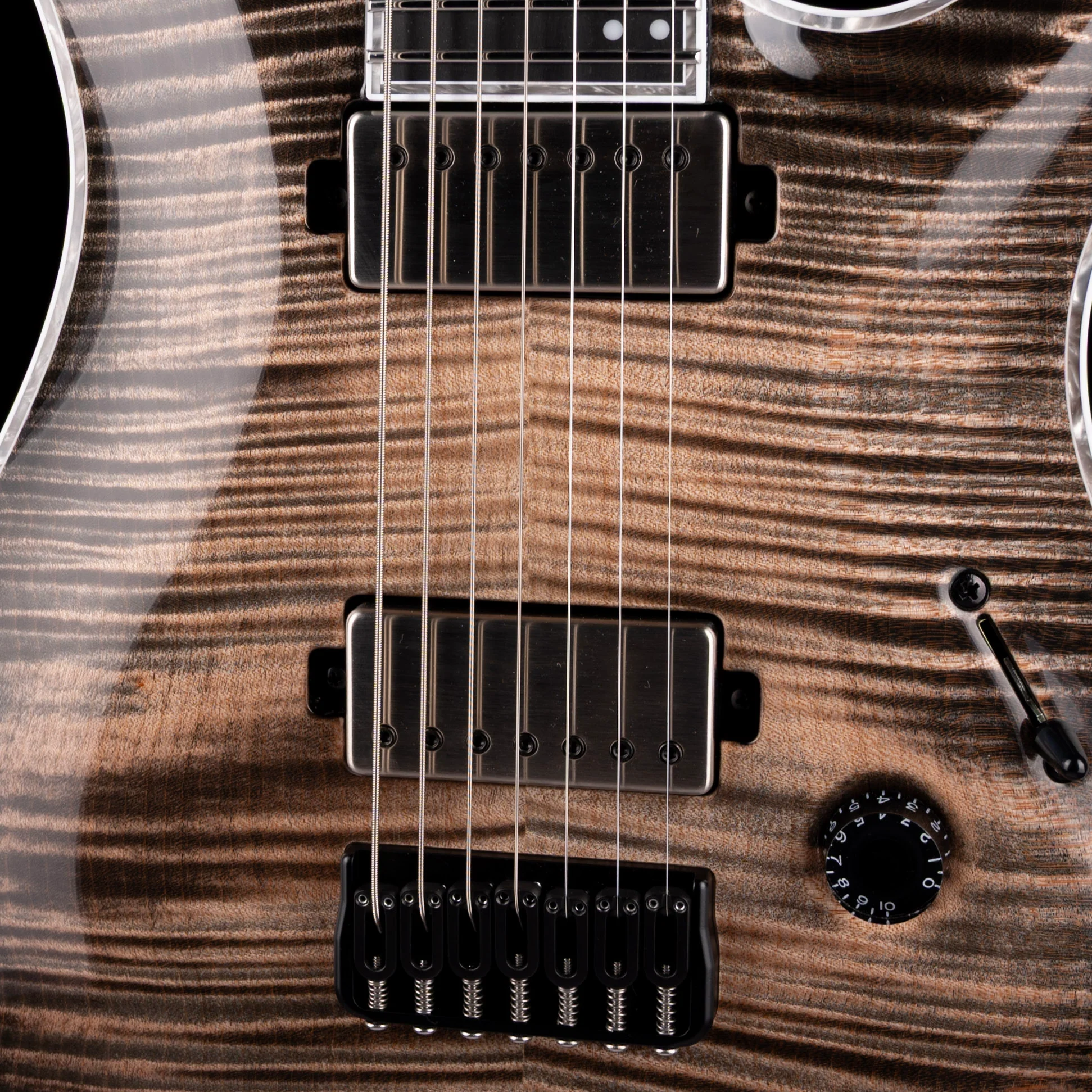 Mayones Regius 7 Baritone 27" Scale 4A Flame Maple Top Black Feather - Image 4