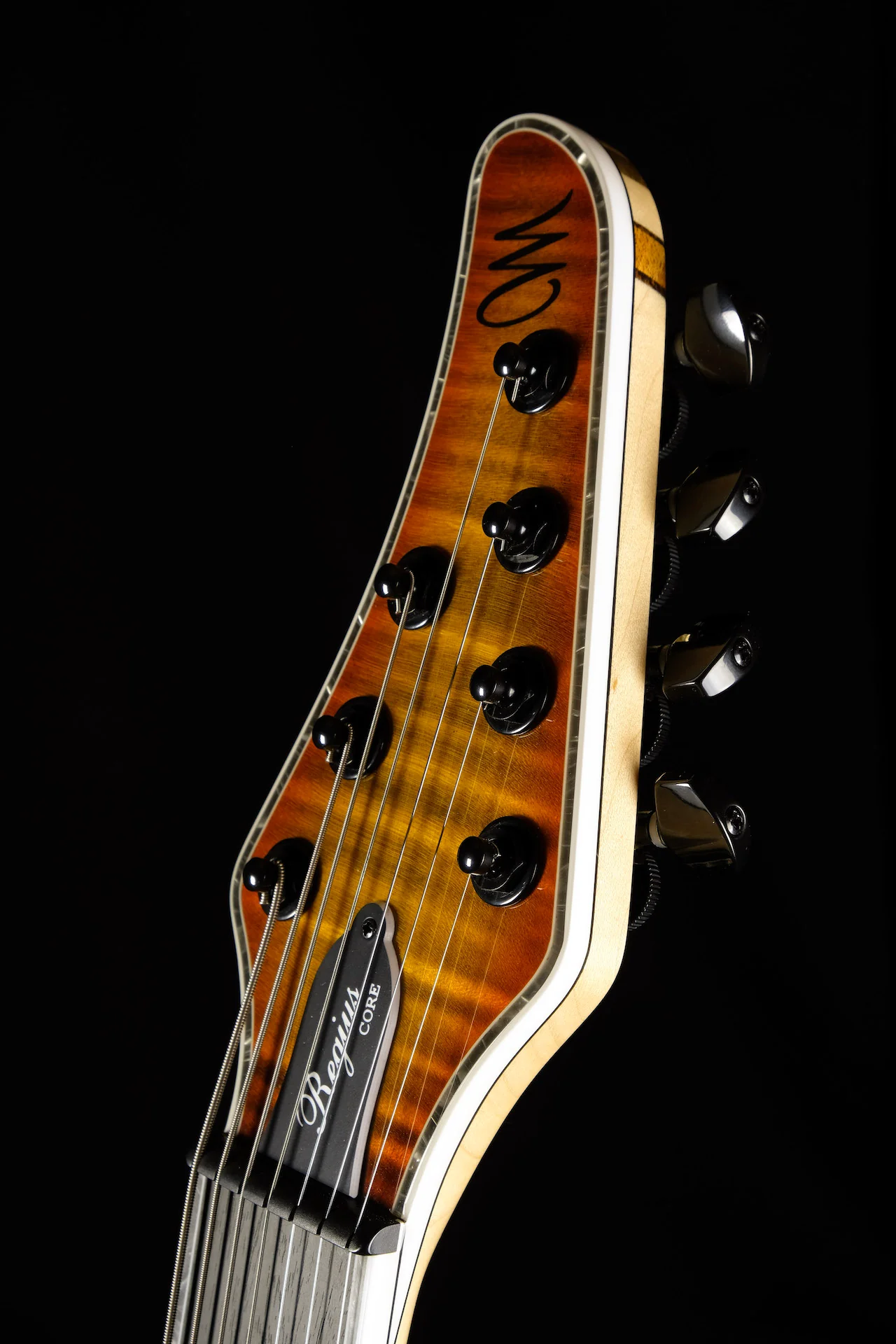 Mayones Regius Core 7 String Baritone 27" Scale Jeans Black Orange Burst Electric Guitar - Image 14