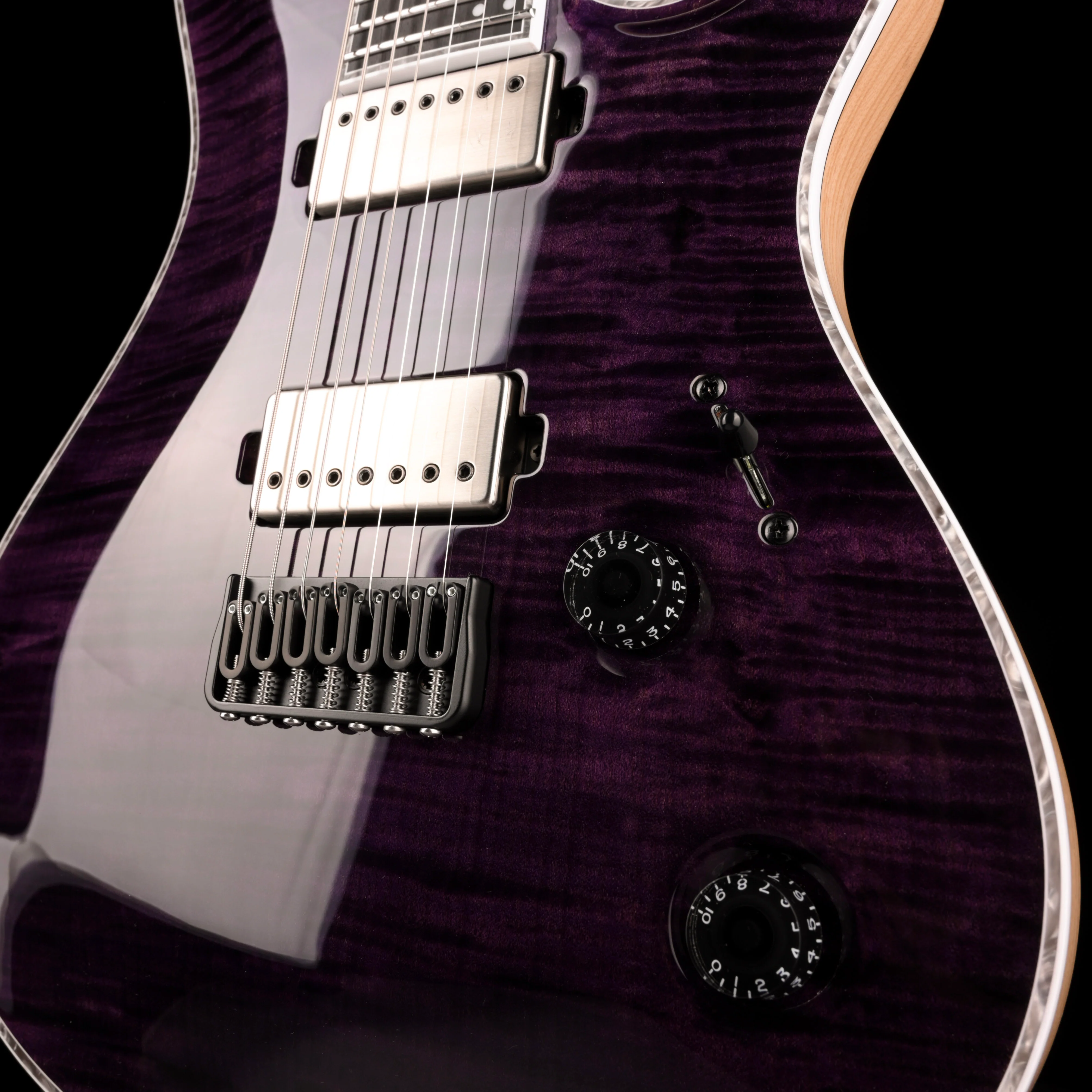 Mayones Regius Core 7 String Flame Top Dirty Purple Gloss Finish Guitar With Case - Image 5