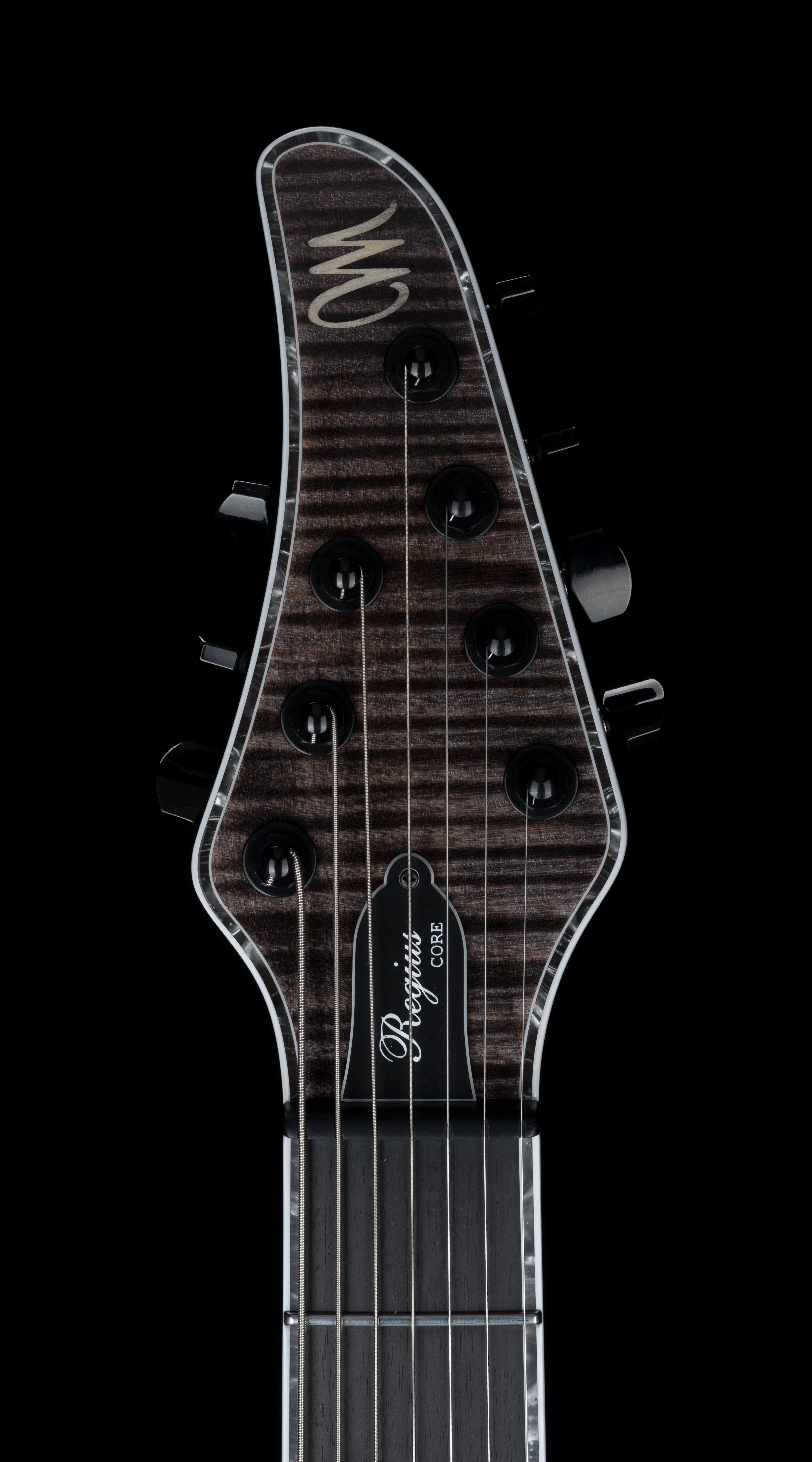 Mayones Regius Core 7 String Flame Top Trans Graphite Gloss Finish Guitar With Case - Image 12