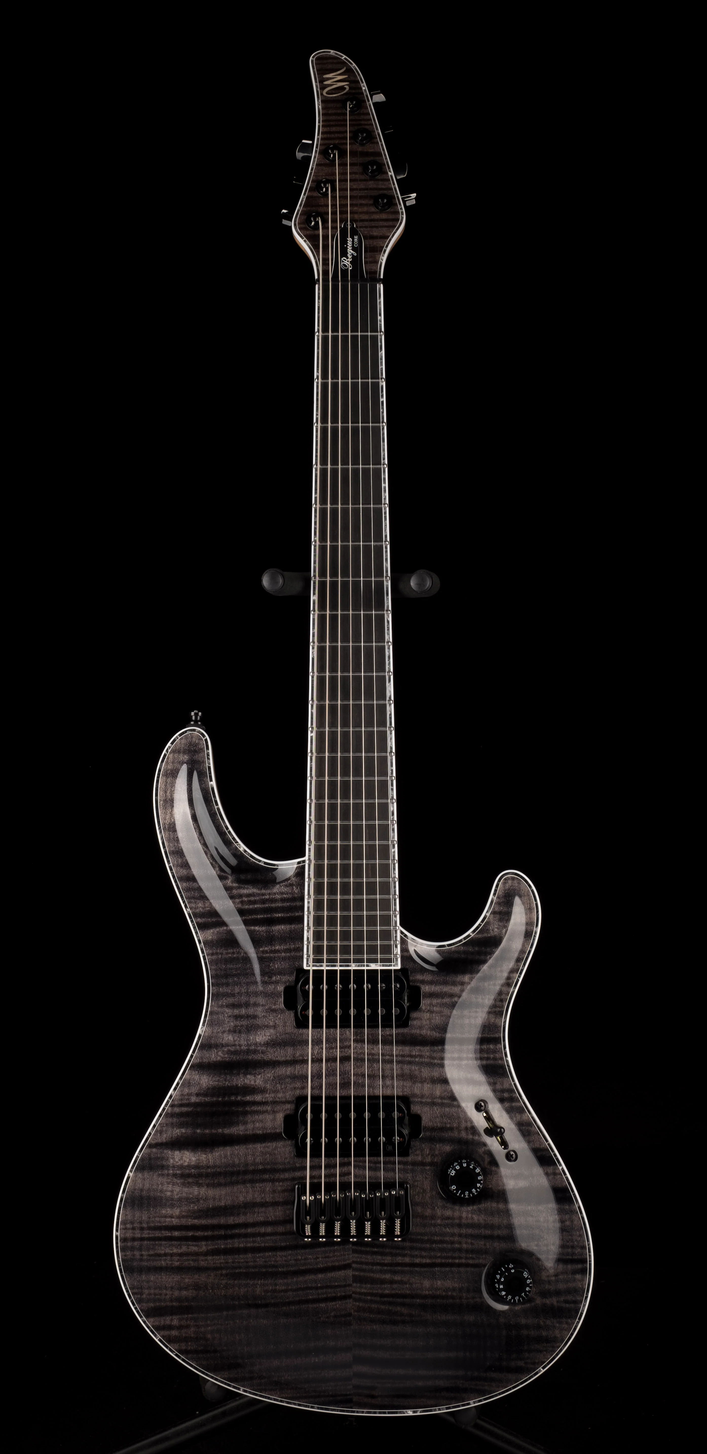 Mayones Regius Core 7 String Flame Top Trans Graphite Gloss Finish Guitar With Case - Image 2