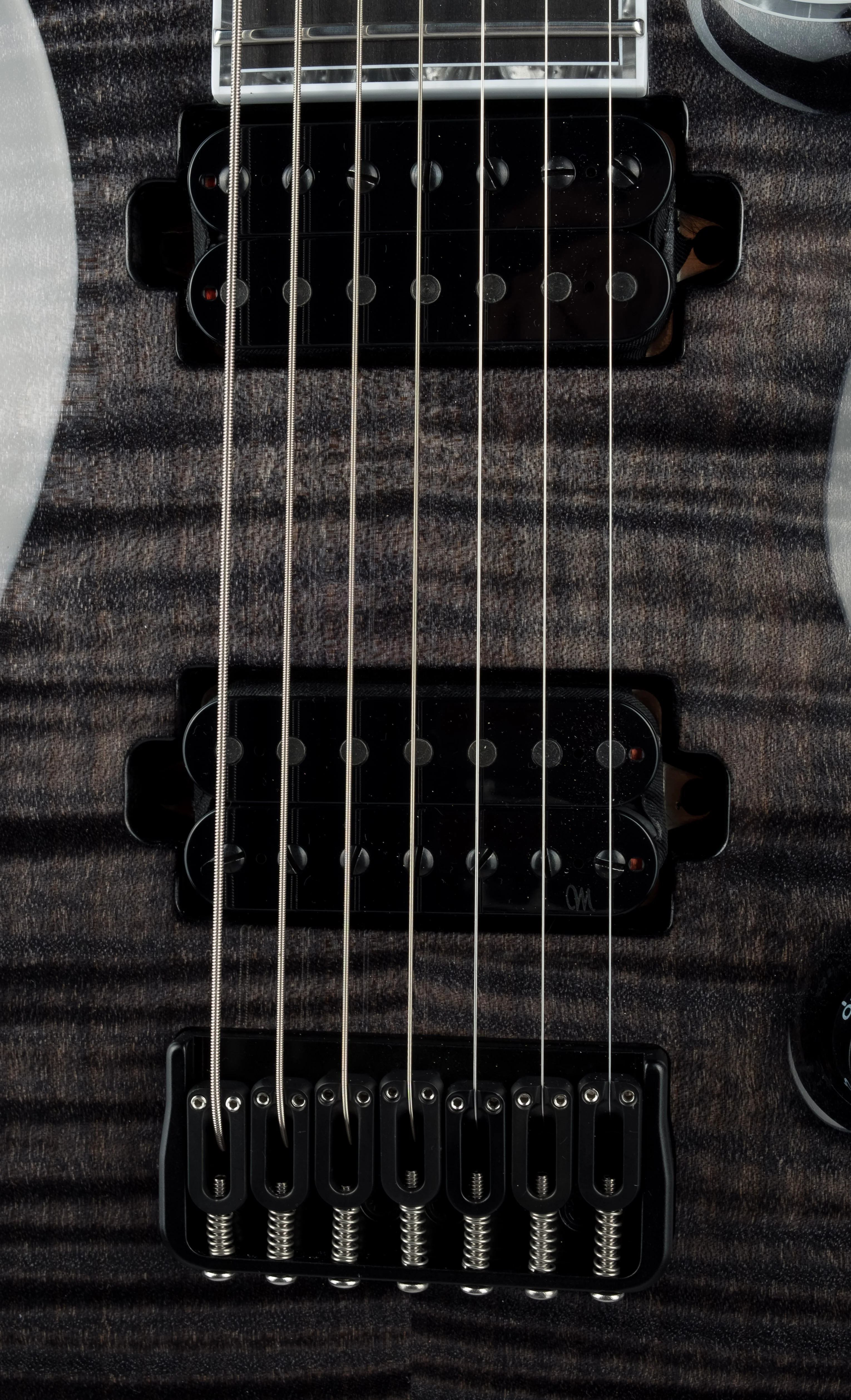 Mayones Regius Core 7 String Flame Top Trans Graphite Gloss Finish Guitar With Case - Image 7