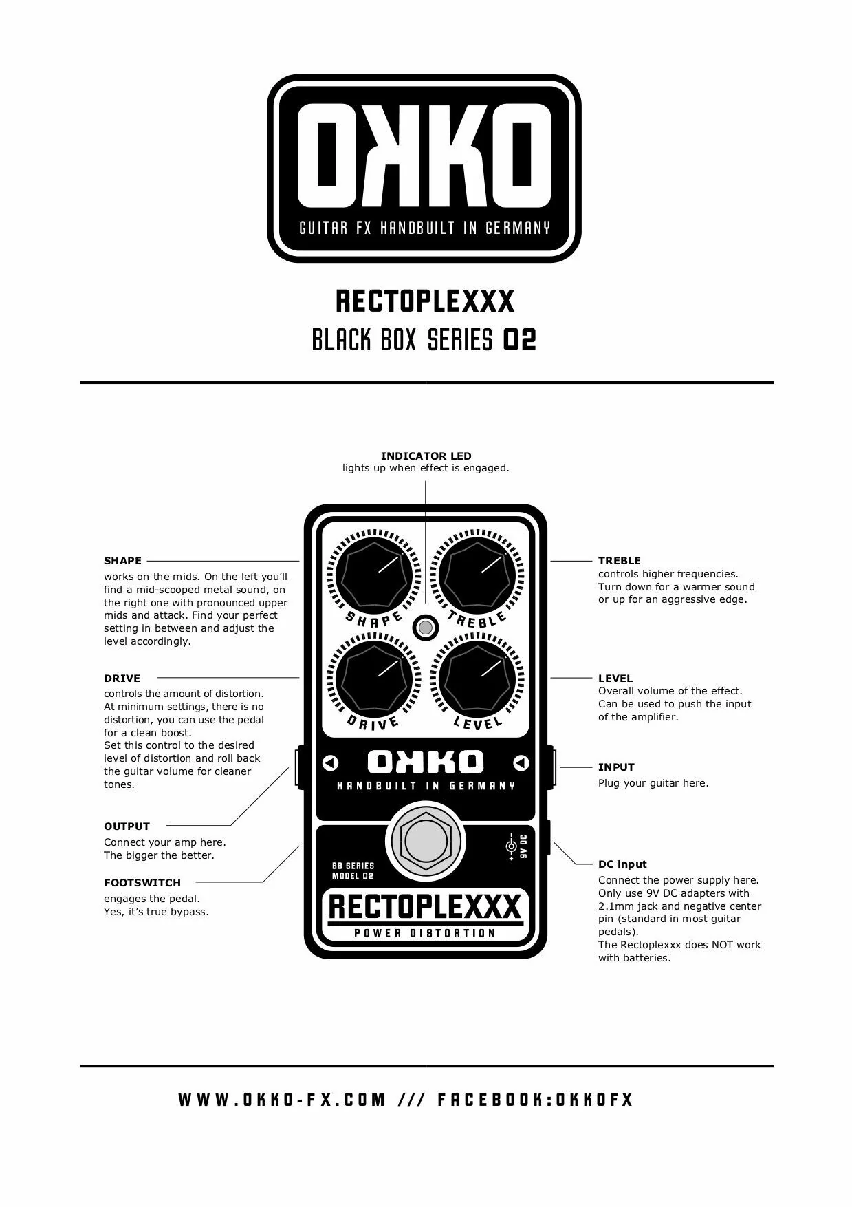 Okko FX BB-02 Rectoplexxx Distortion Guitar Pedal - Image 3
