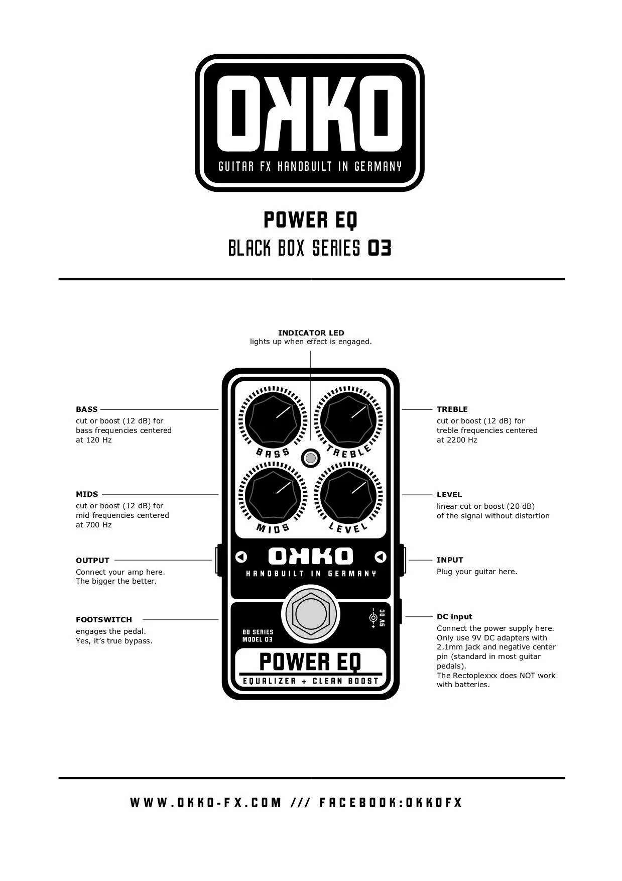 Okko FX BB-03 Power EQ Equalizer Boost Guitar Pedal - Image 3