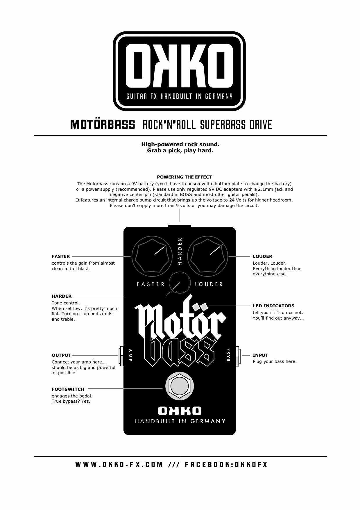 Okko MotorBass Aggressive Punchy Bass Distortion Bass Guitar Pedal - Image 3