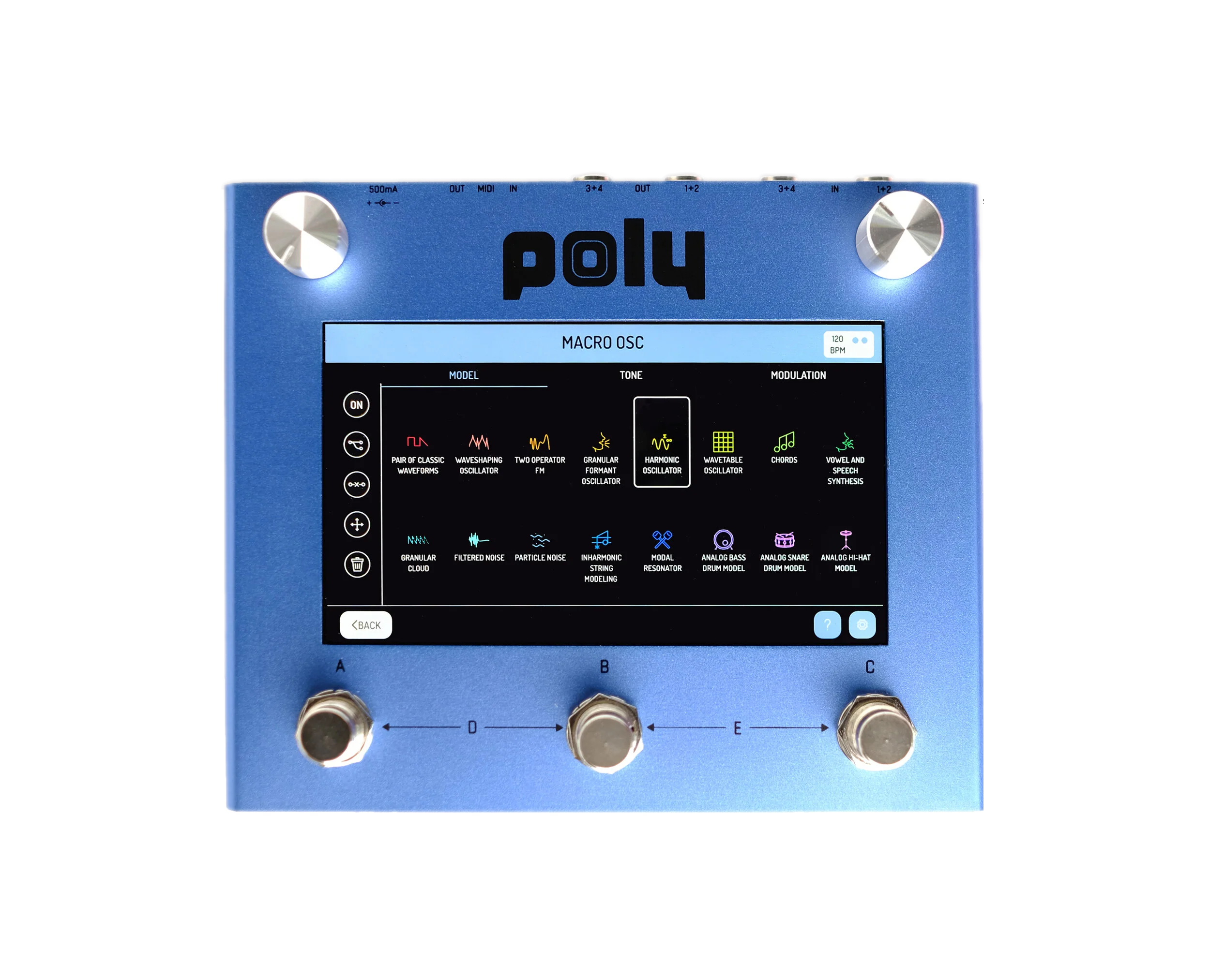 Poly Effects Beebo Visual Multi Modulation/ Quad Channel Delay/Reverb/Mixer/Cab Simulator Blue Version