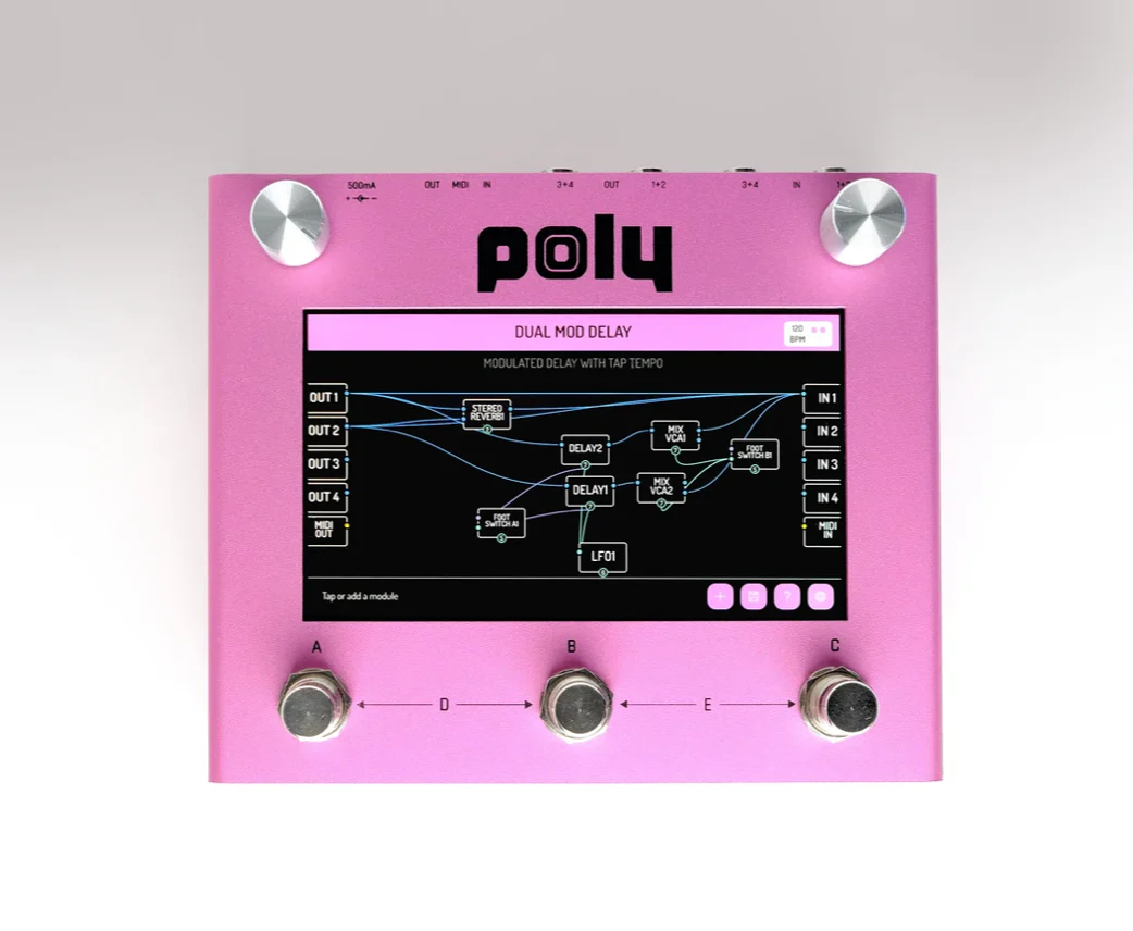 Poly Effects Beebo Visual Multi Modulation and Quad Channel Delay/ Reverb/ Mixer/ Cab Simulator Pink Version - Image 2