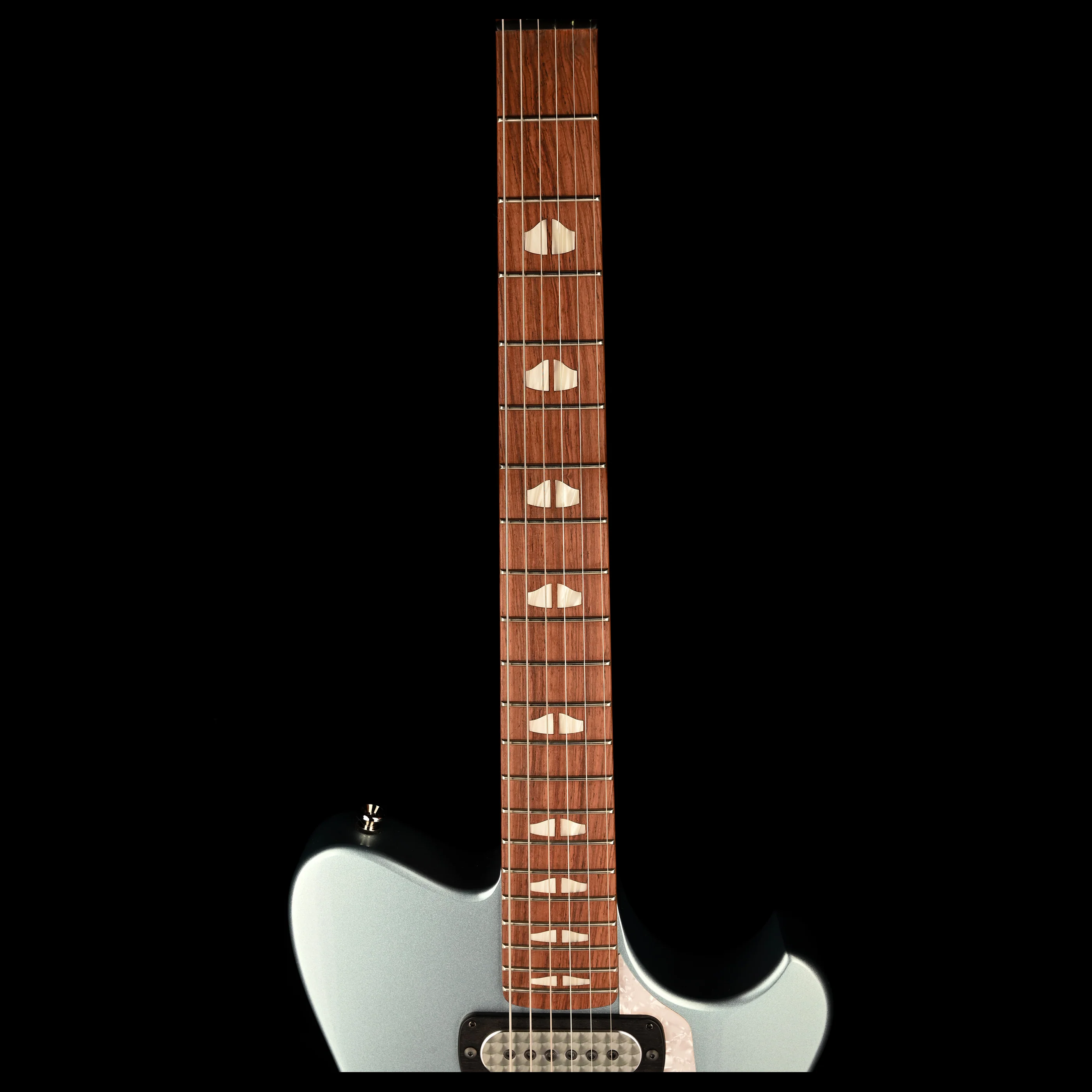 Powers Electric A-Type Hardtail Guitar Silver Blue Metallic with Soft Case - Image 10