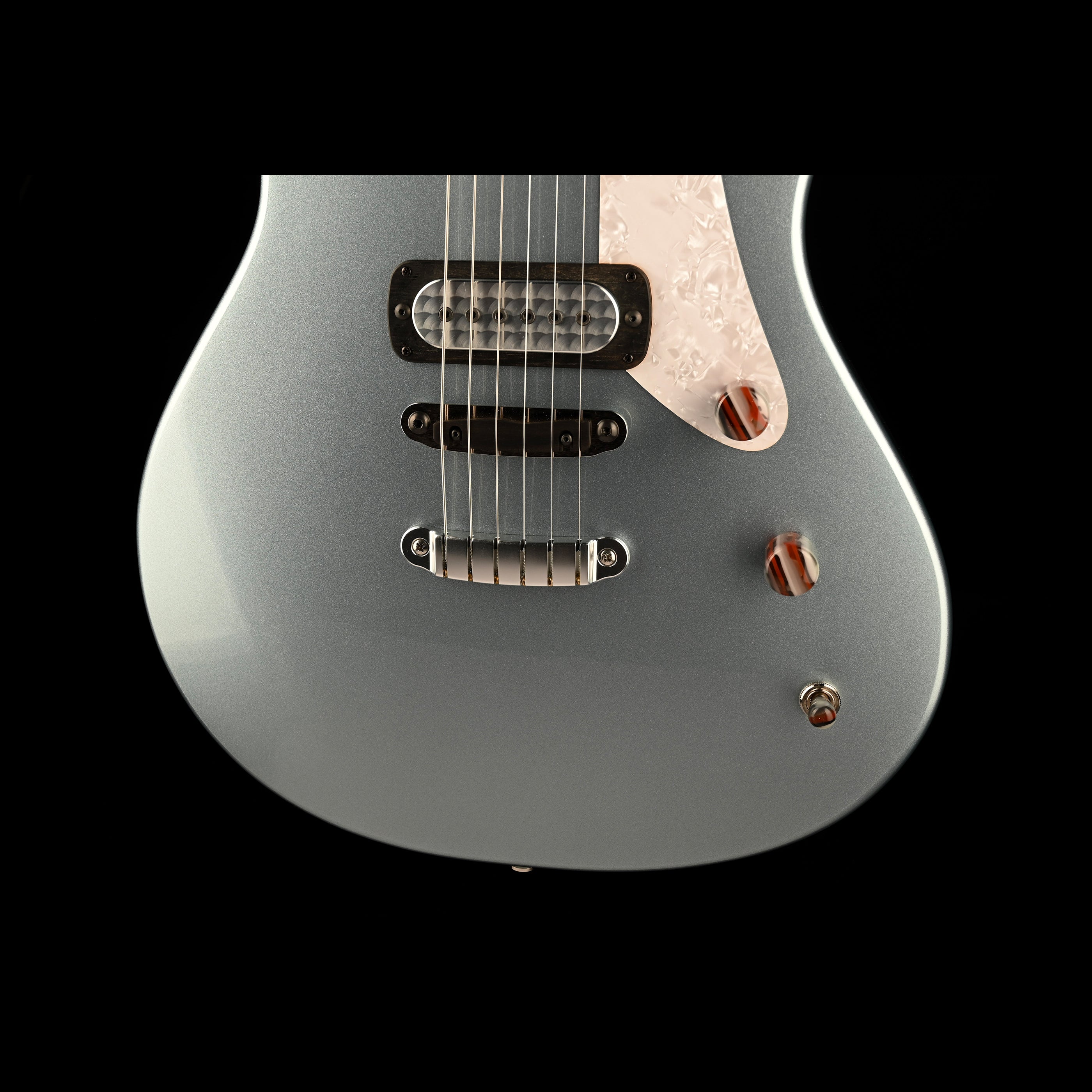 Powers Electric A-Type Hardtail Guitar Silver Blue Metallic with Soft Case - Image 5
