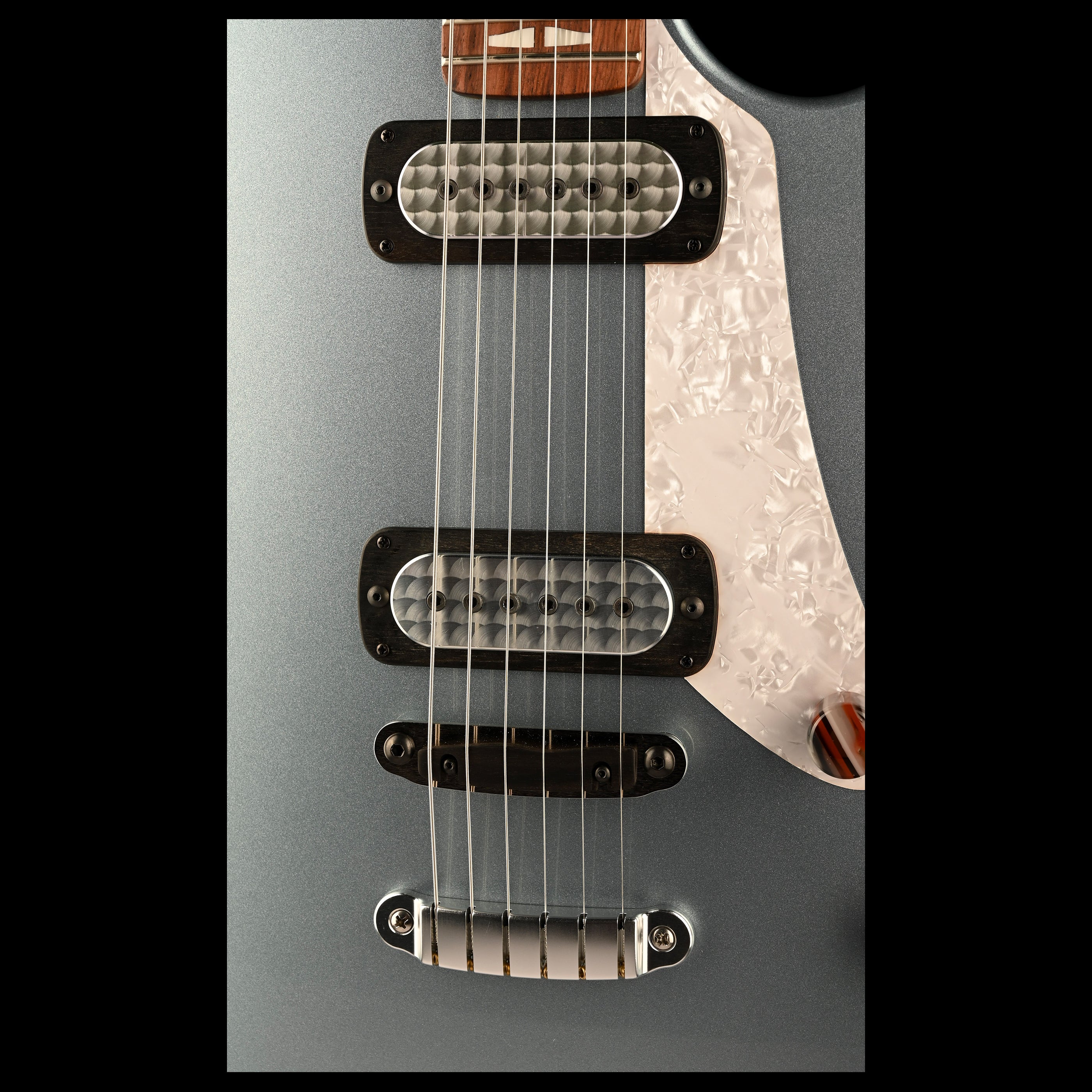 Powers Electric A-Type Hardtail Guitar Silver Blue Metallic with Soft Case - Image 9