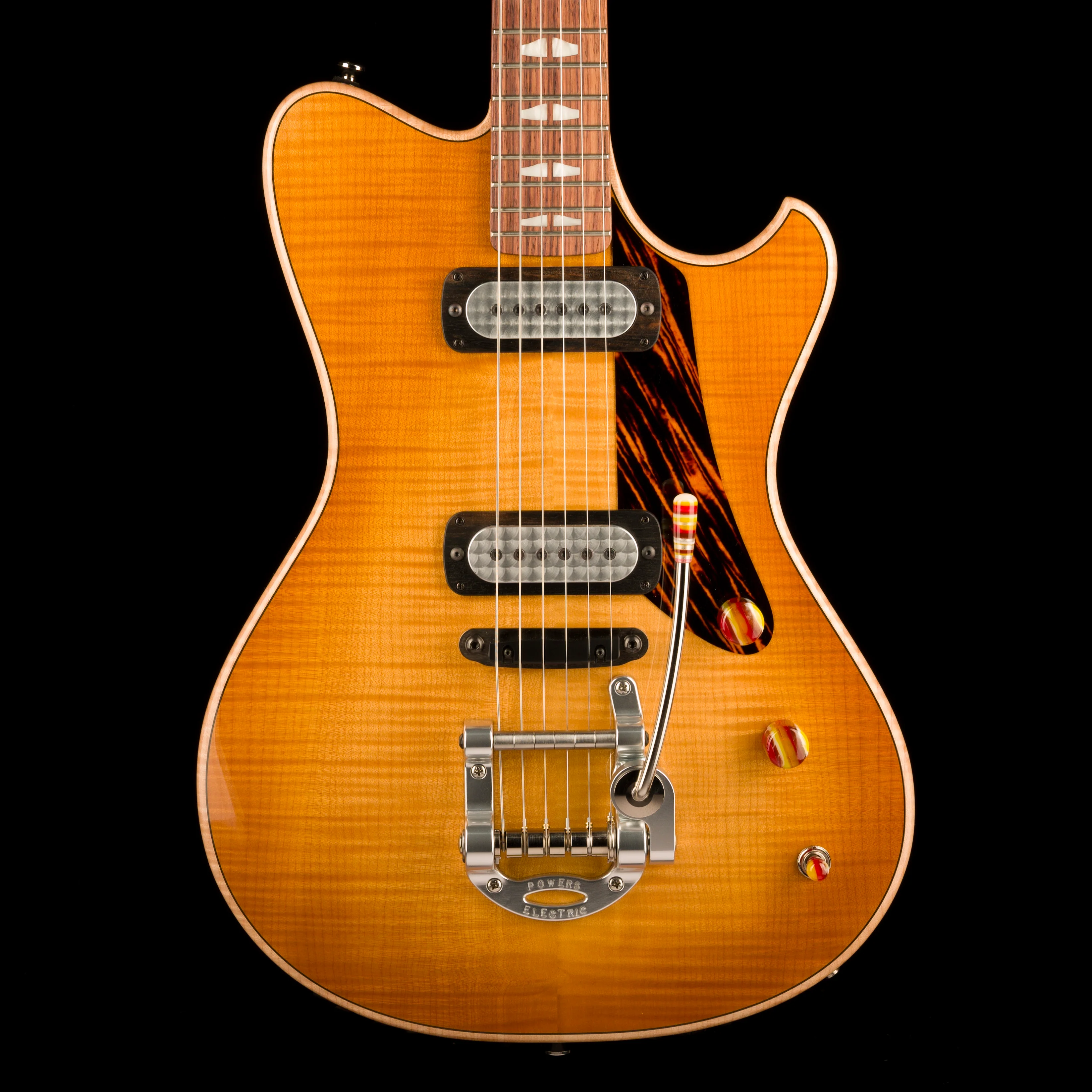Powers Electric A-Type Select Wild Honey Burst Firestripe Pickguard With Softshell Case