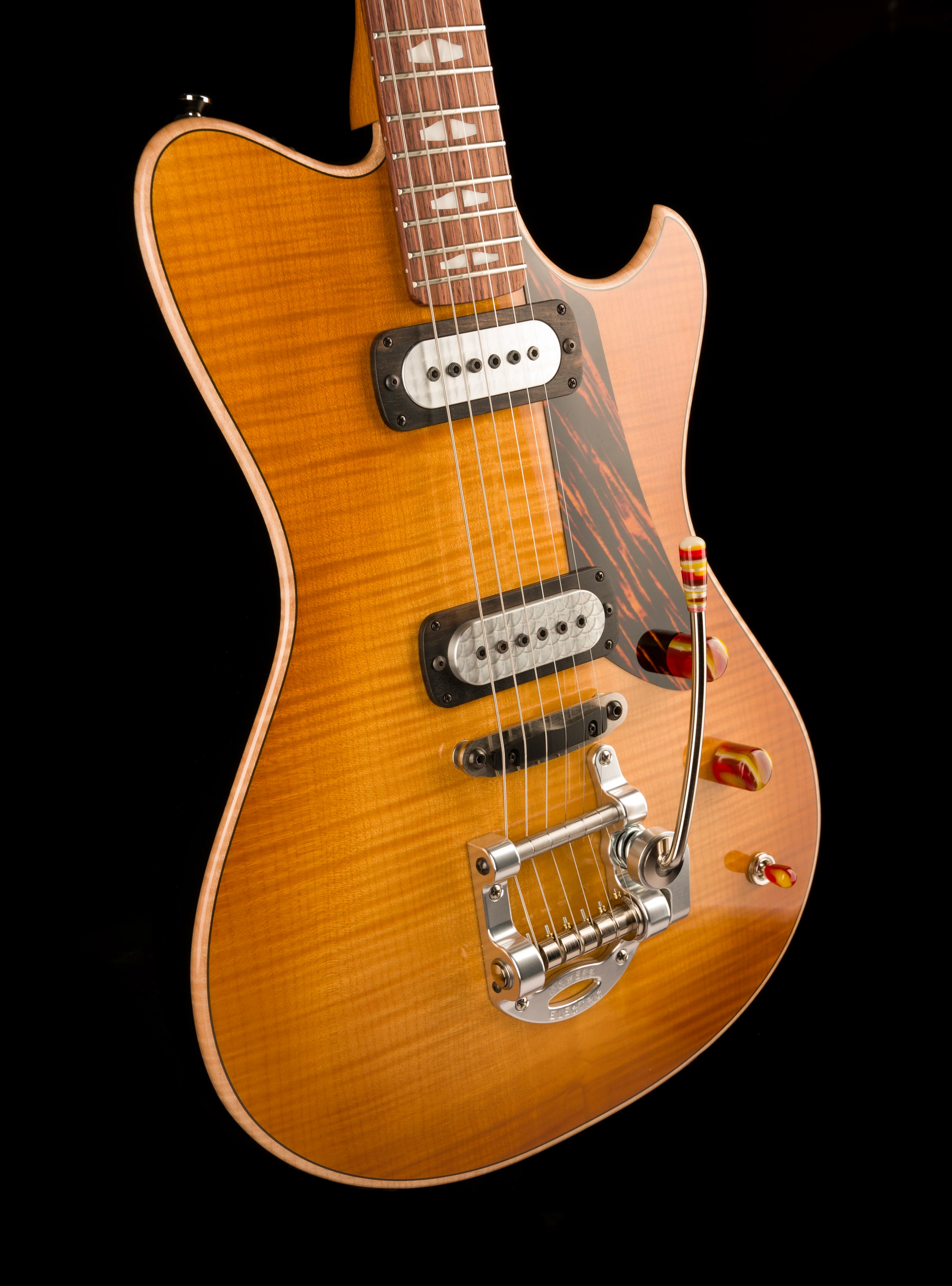 Powers Electric A-Type Select Wild Honey Burst Firestripe Pickguard With Softshell Case - Image 10