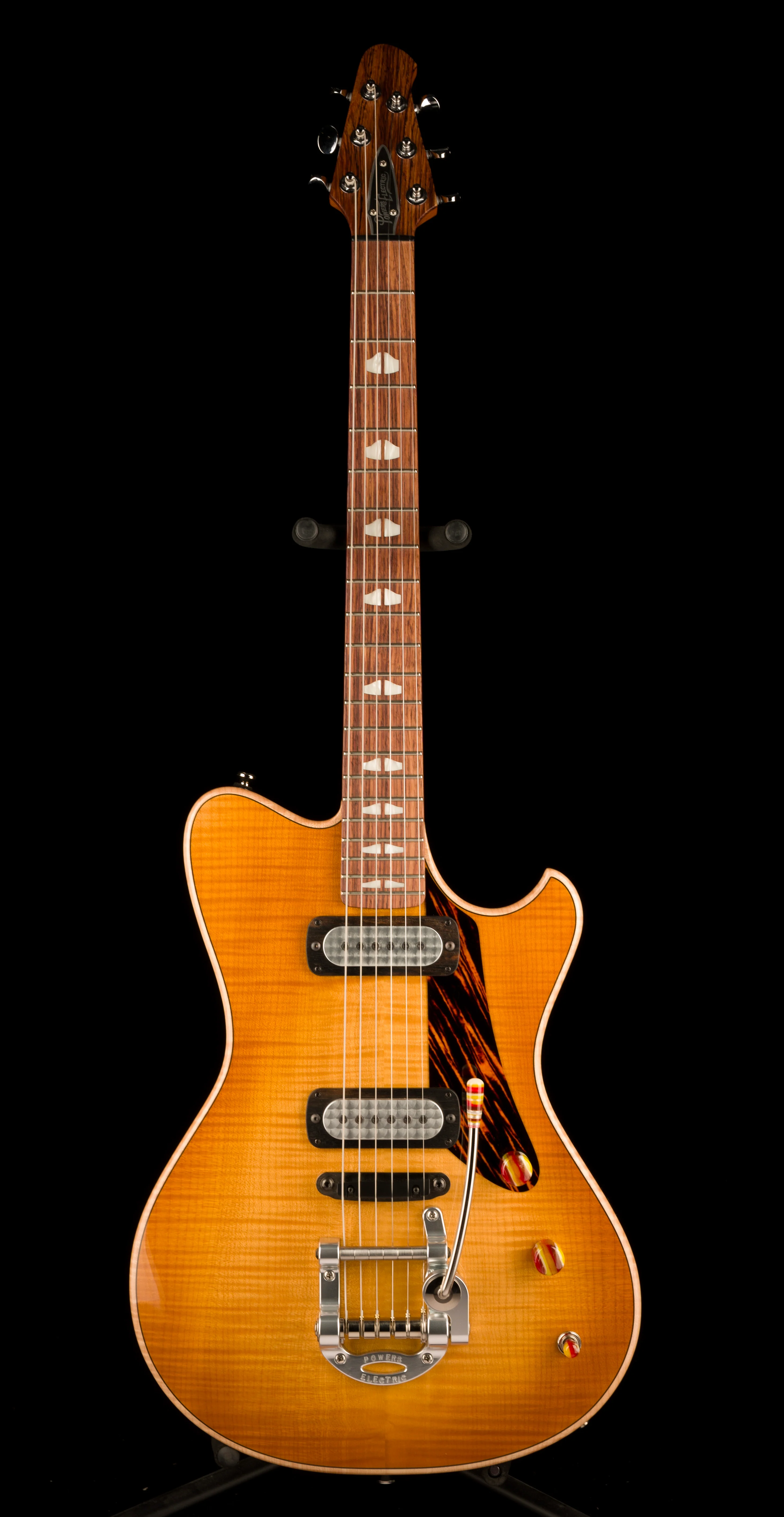 Powers Electric A-Type Select Wild Honey Burst Firestripe Pickguard With Softshell Case - Image 2