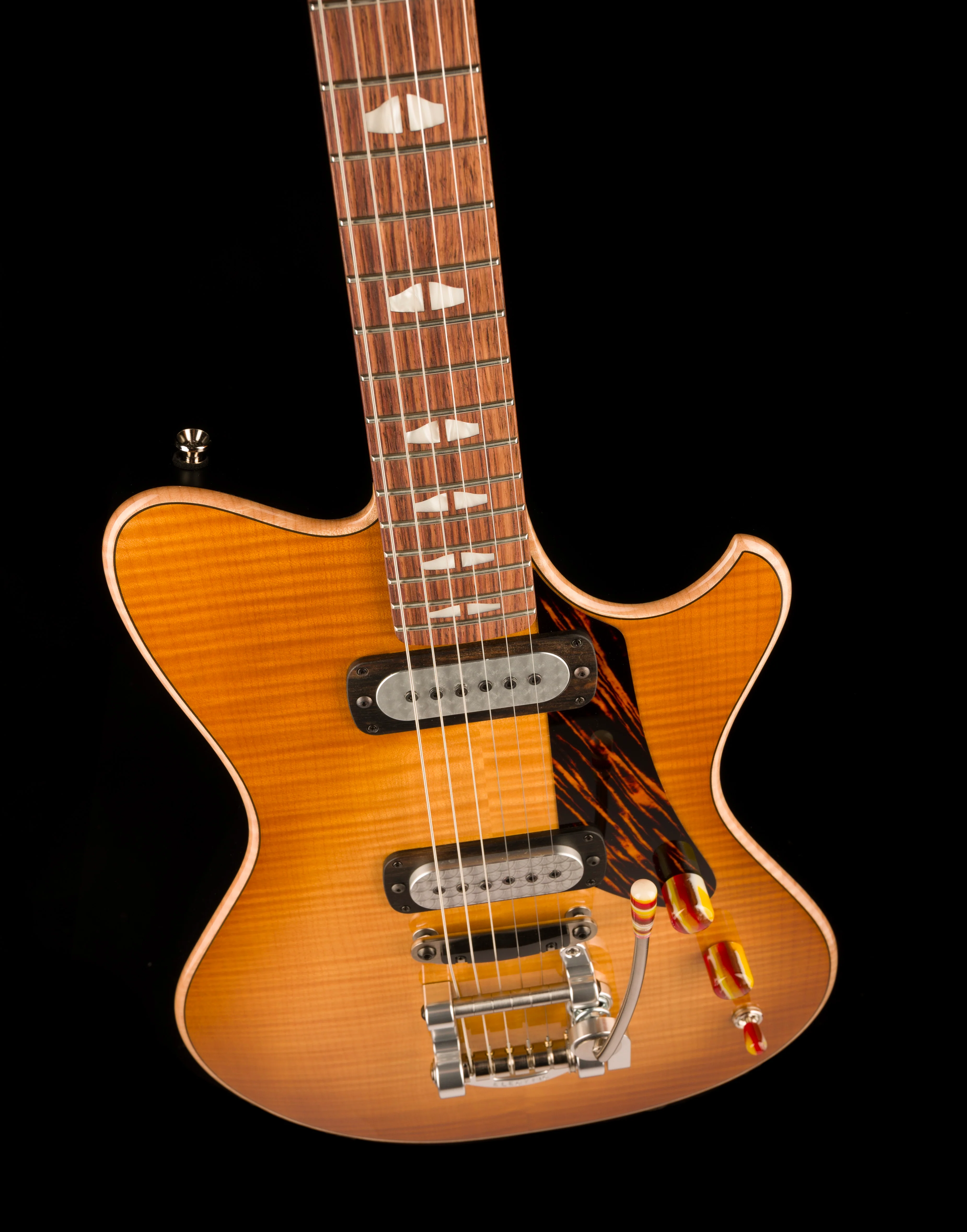 Powers Electric A-Type Select Wild Honey Burst Firestripe Pickguard With Softshell Case - Image 4