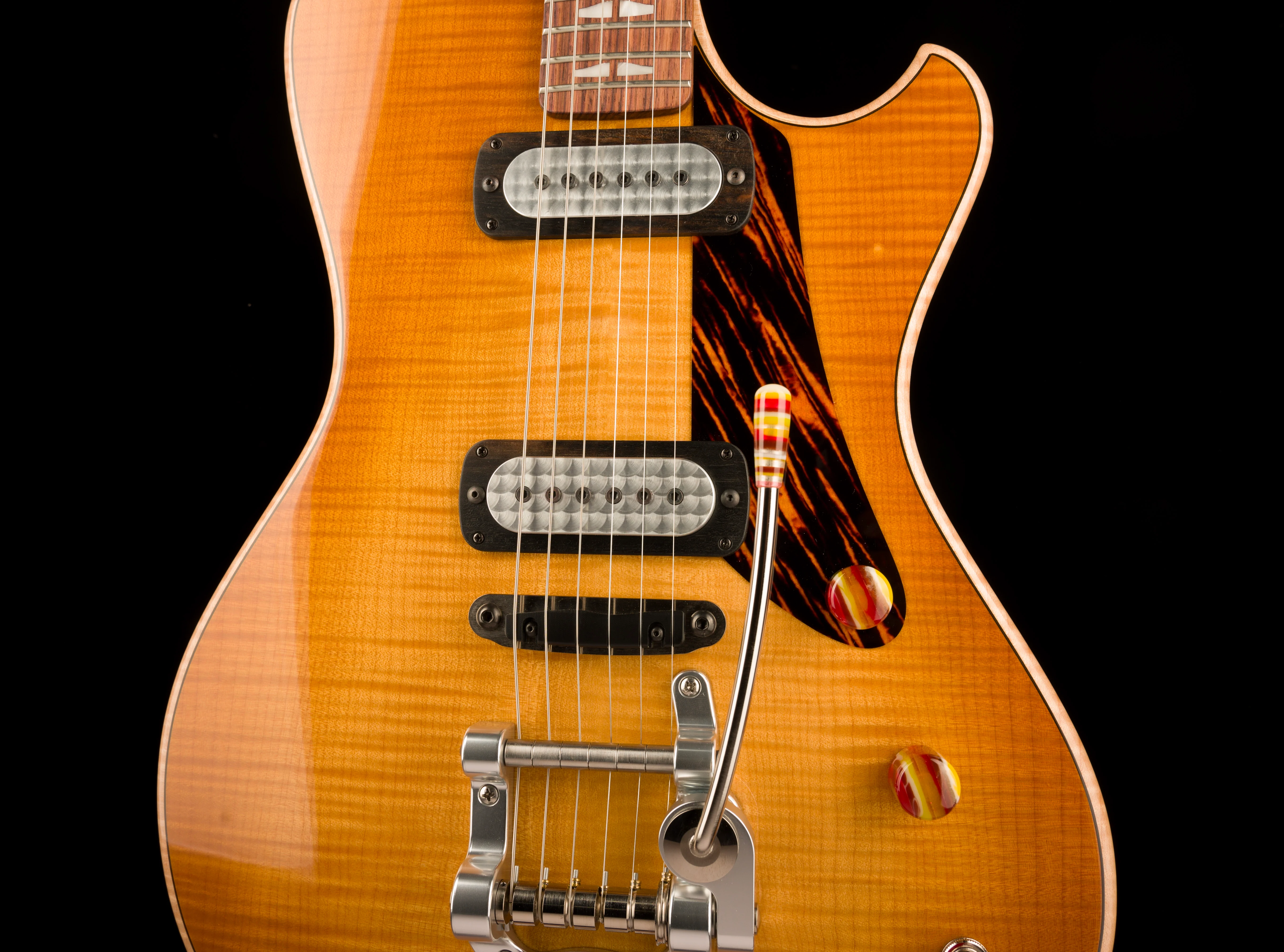 Powers Electric A-Type Select Wild Honey Burst Firestripe Pickguard With Softshell Case - Image 6