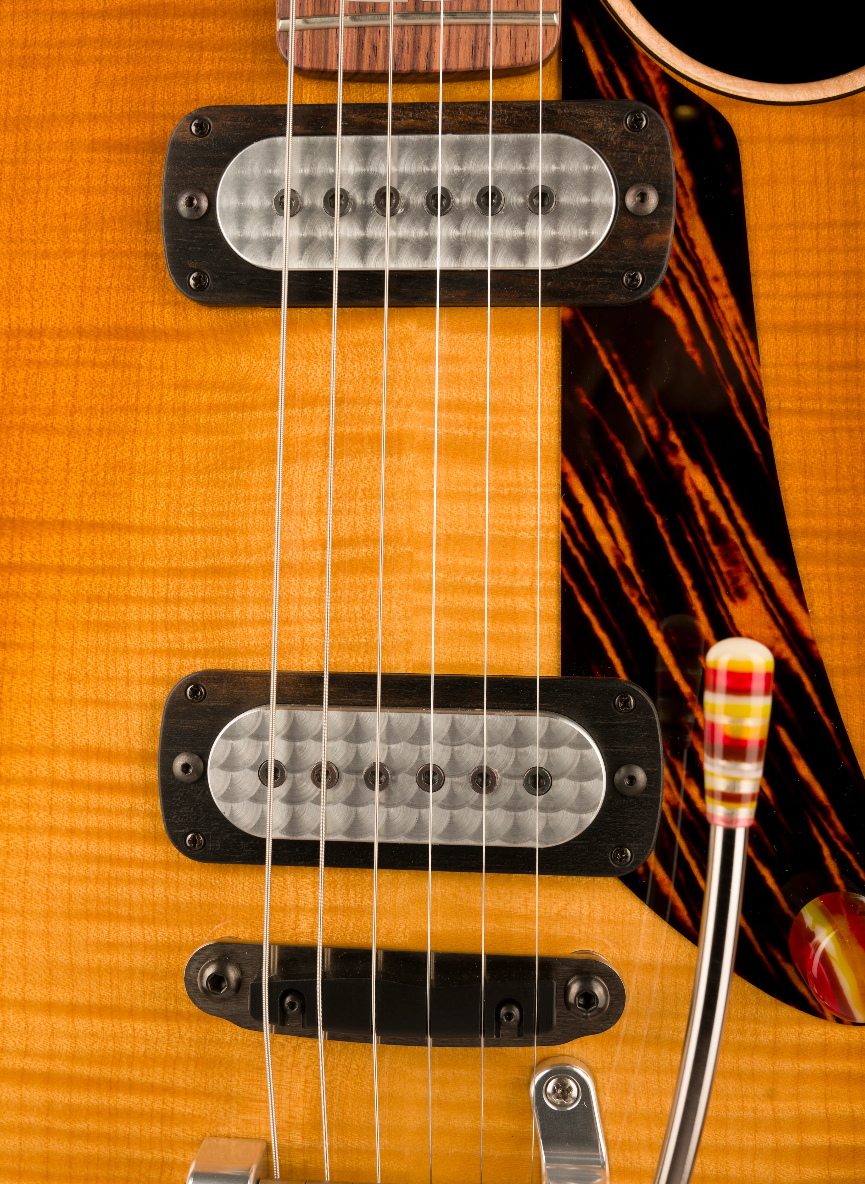 Powers Electric A-Type Select Wild Honey Burst Firestripe Pickguard With Softshell Case - Image 7