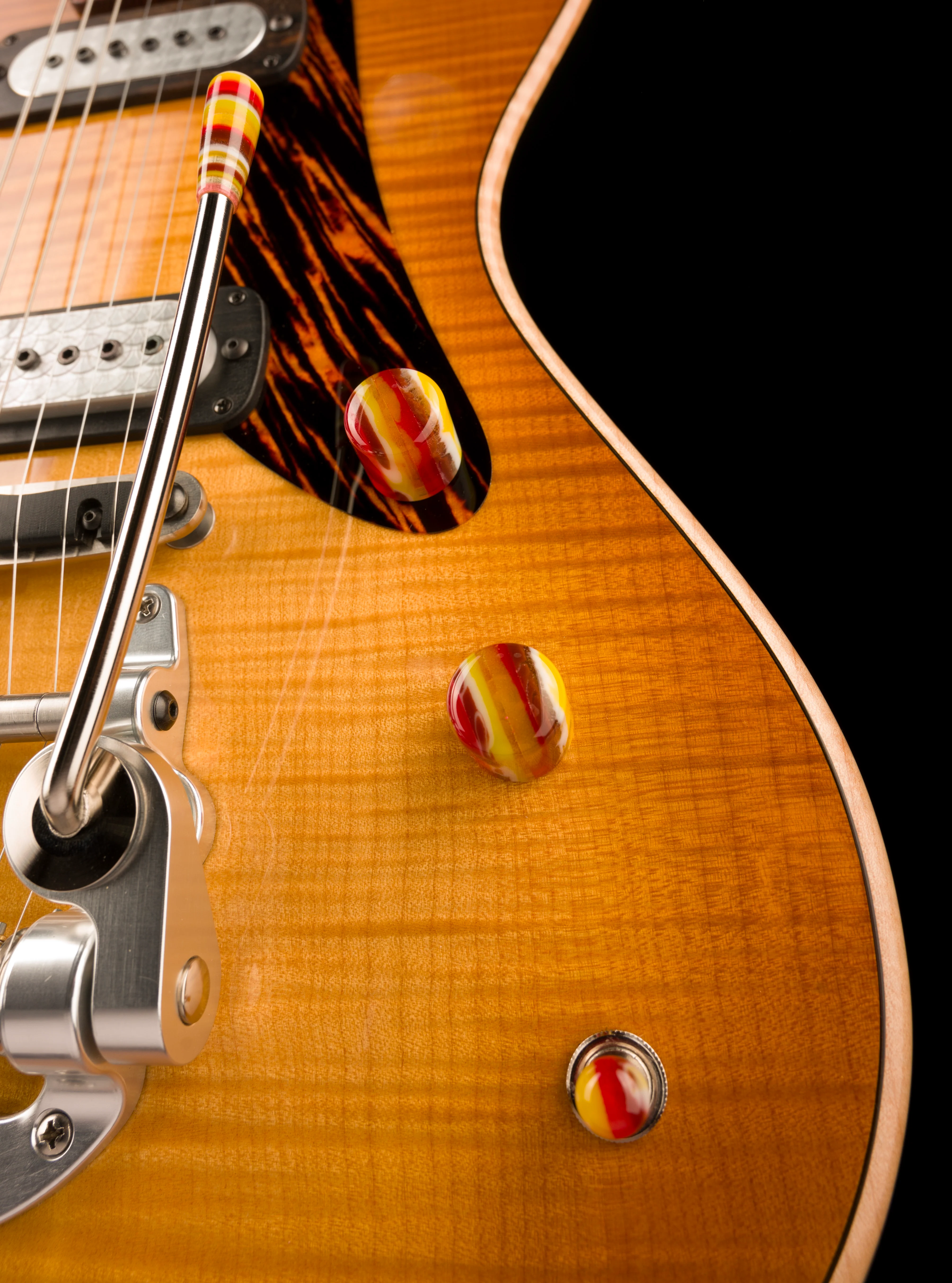 Powers Electric A-Type Select Wild Honey Burst Firestripe Pickguard With Softshell Case - Image 8