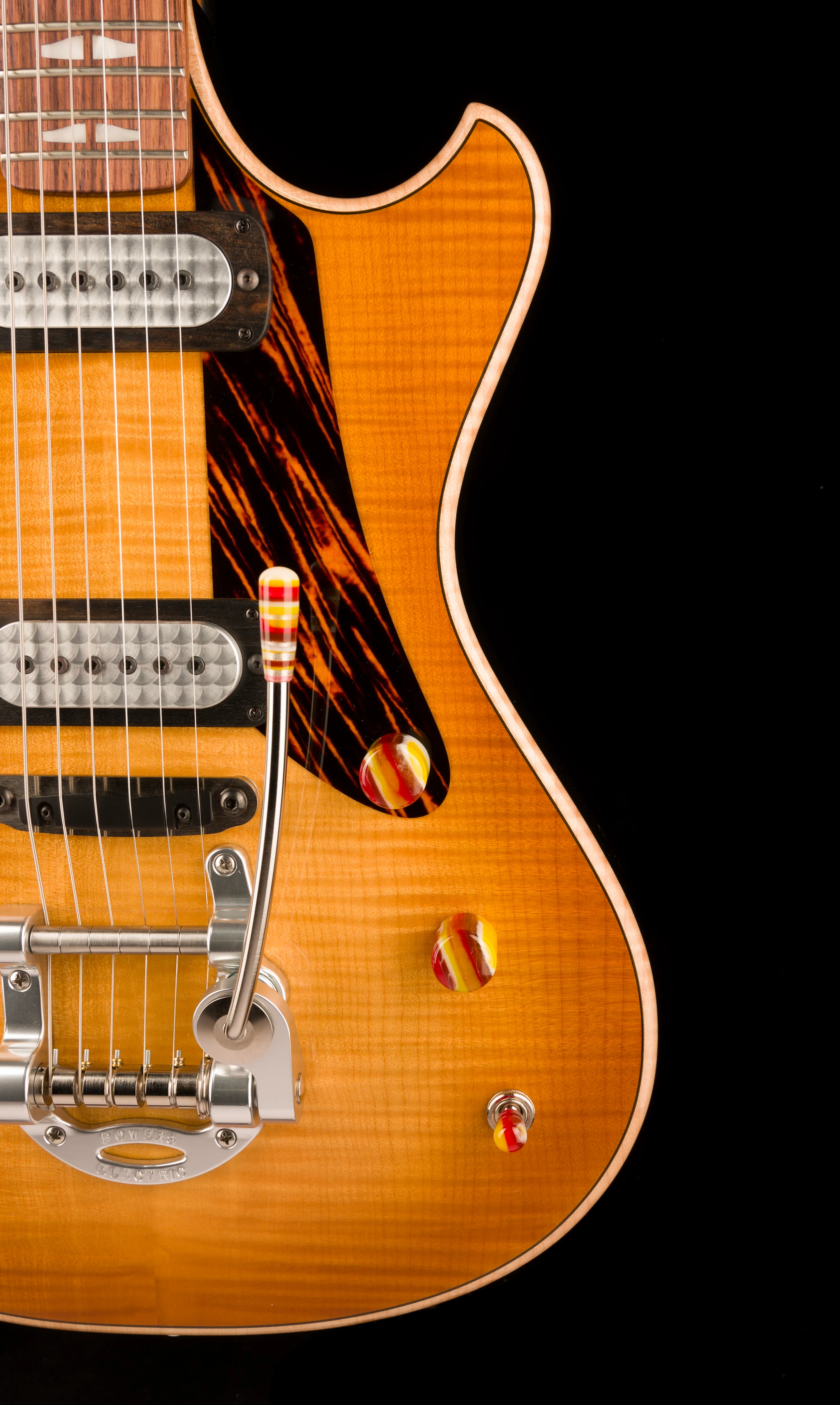 Powers Electric A-Type Select Wild Honey Burst Firestripe Pickguard With Softshell Case - Image 9