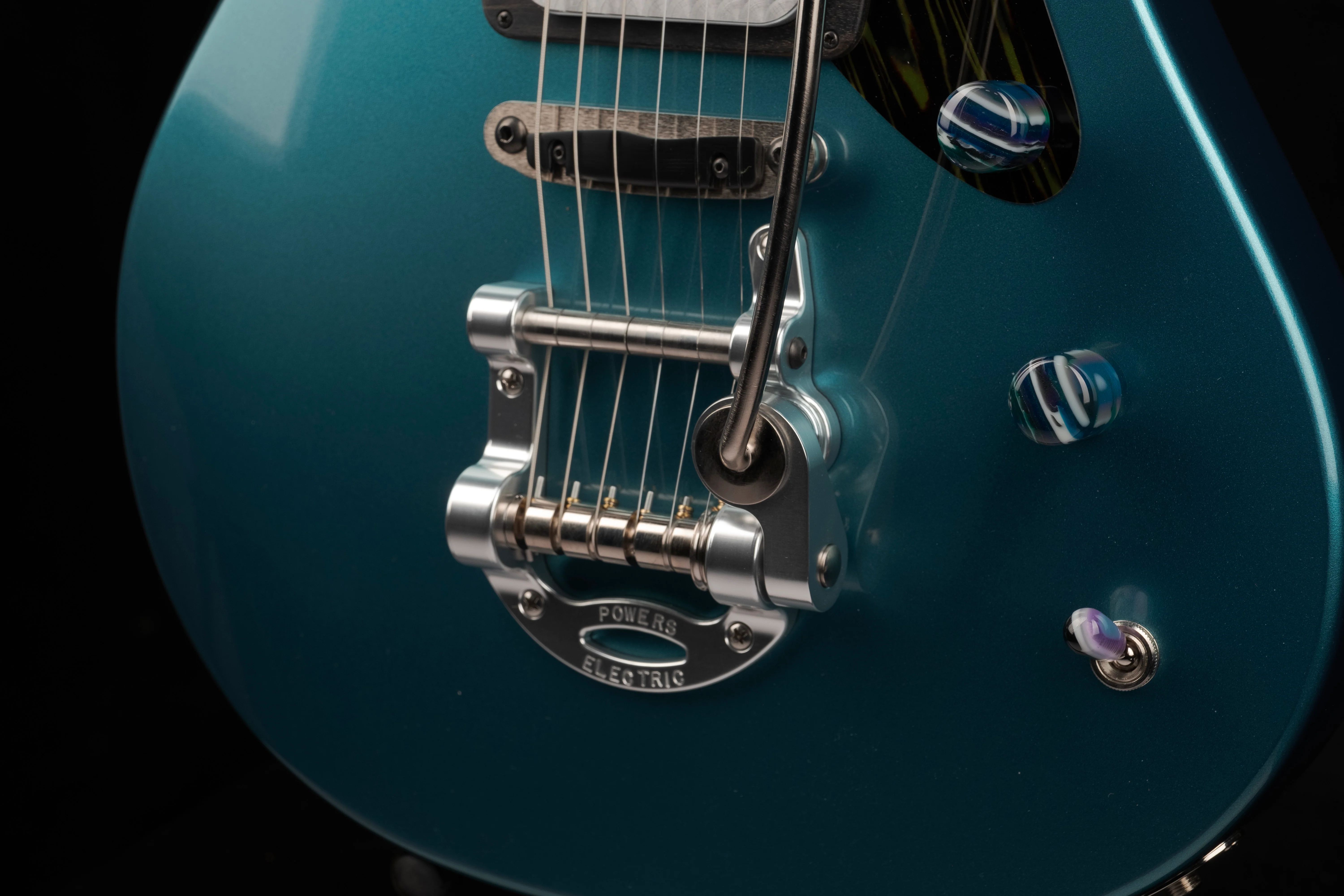 Powers Electric A-Type Turquoise Metallic With Softshell Case - Image 5