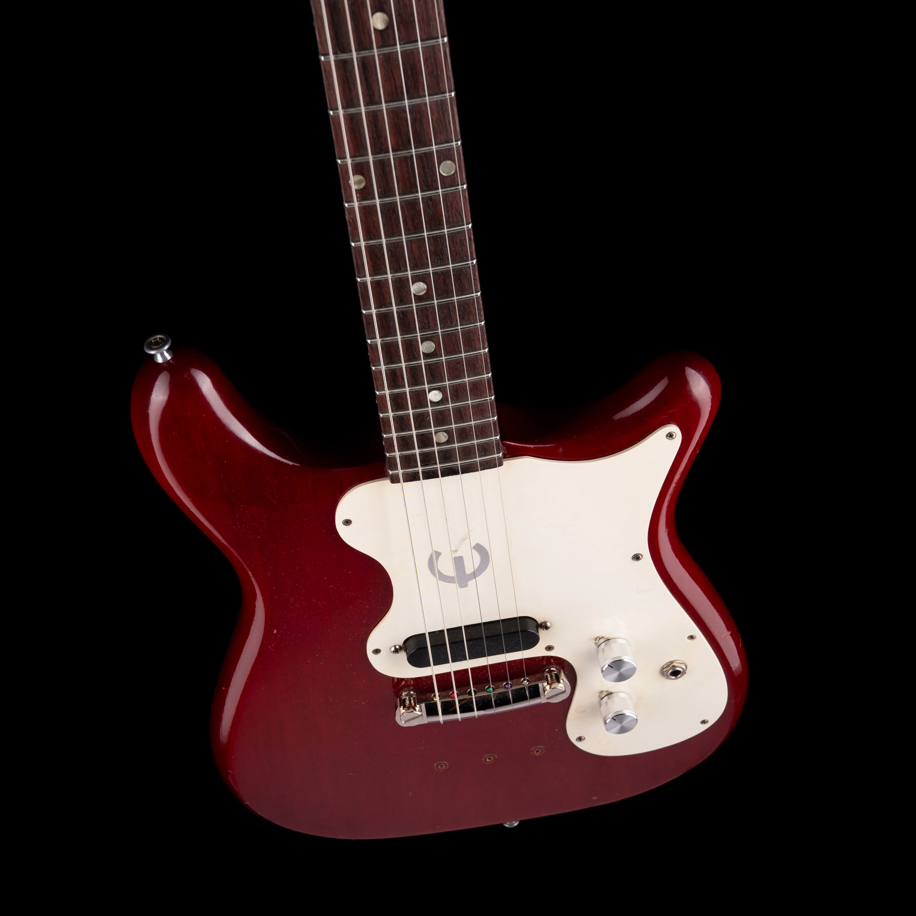 Vintage 1965 Epiphone Olympic Cherry Single Pickup Electric Guitar With Original Case - Image 3