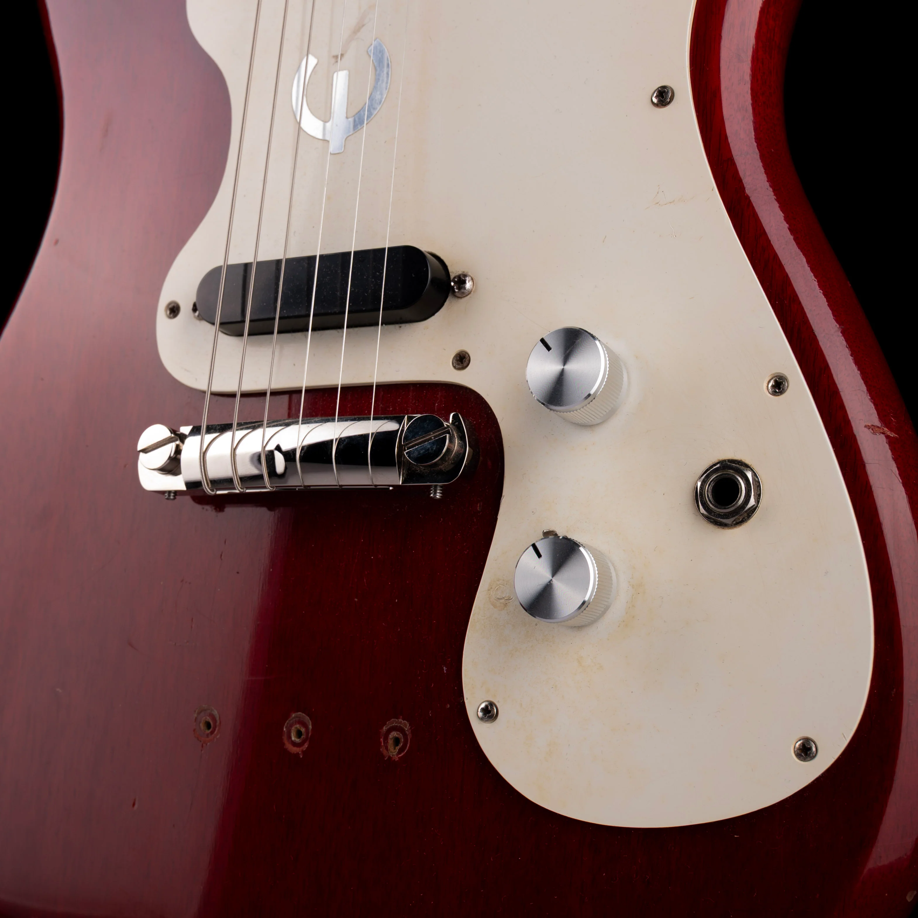 Vintage 1965 Epiphone Olympic Cherry Single Pickup Electric Guitar With Original Case - Image 5